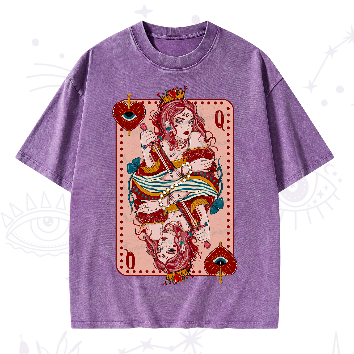 Purplehecate Queen of Hearts Washed T-Shirt