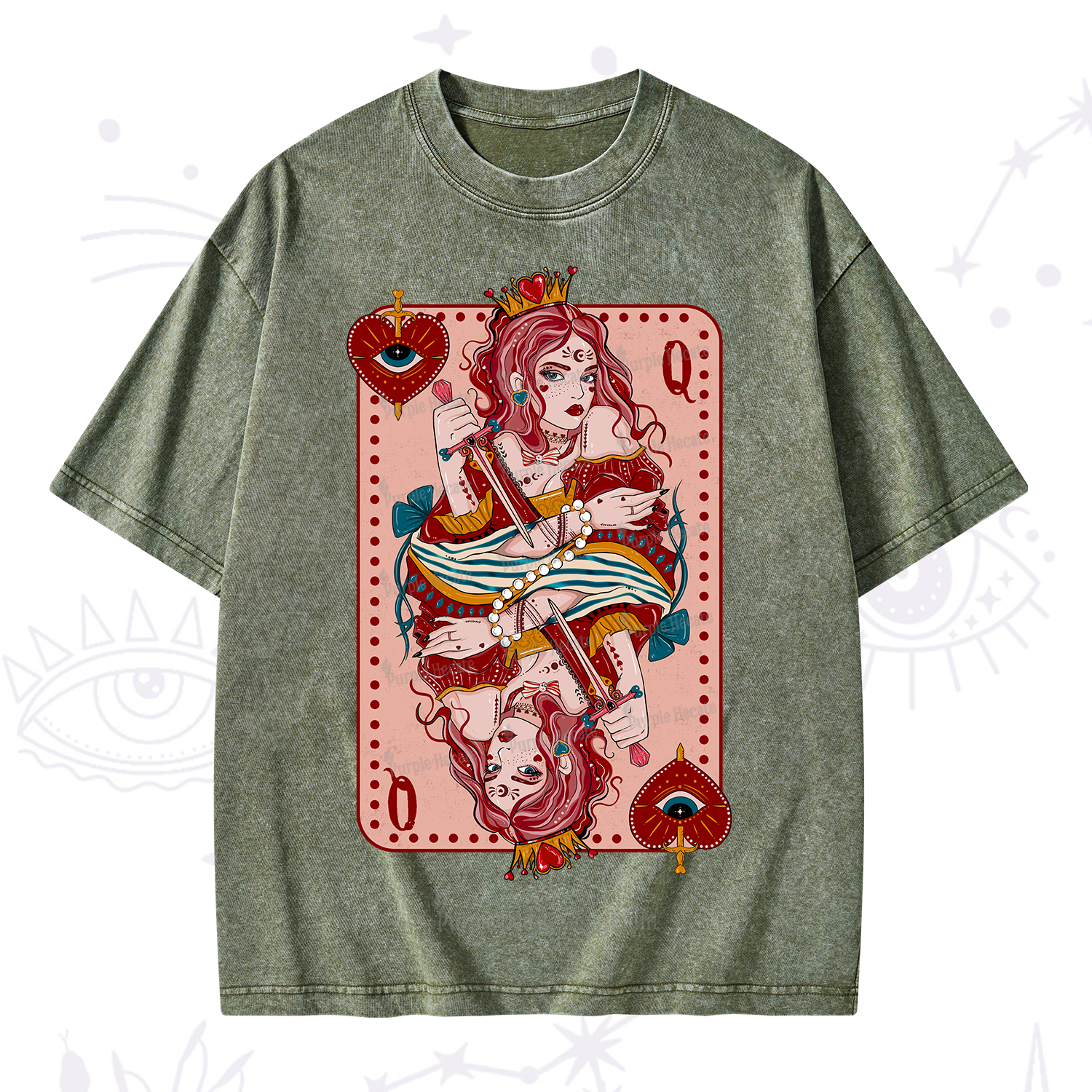 Purplehecate Queen of Hearts Washed T-Shirt