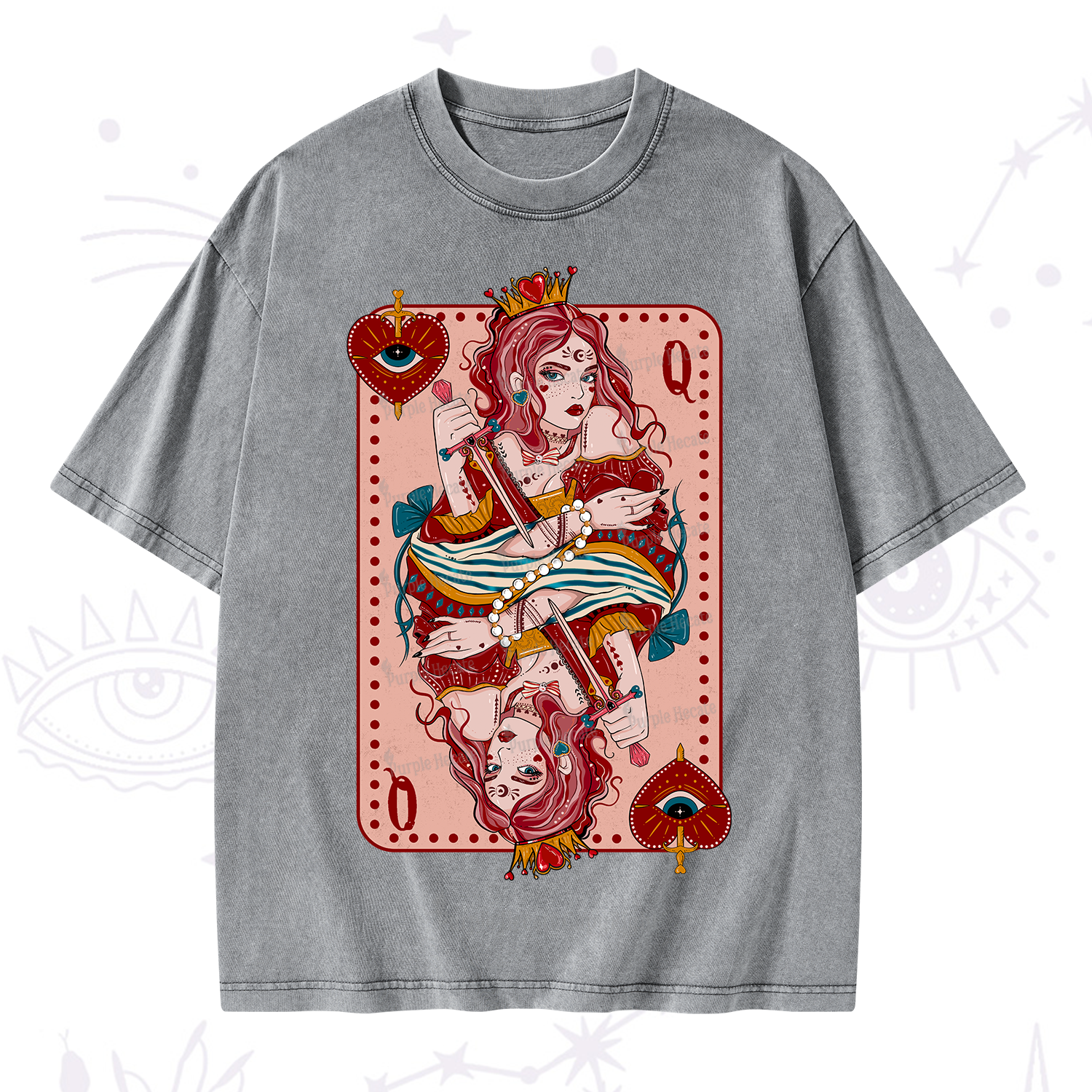 Purplehecate Queen of Hearts Washed T-Shirt