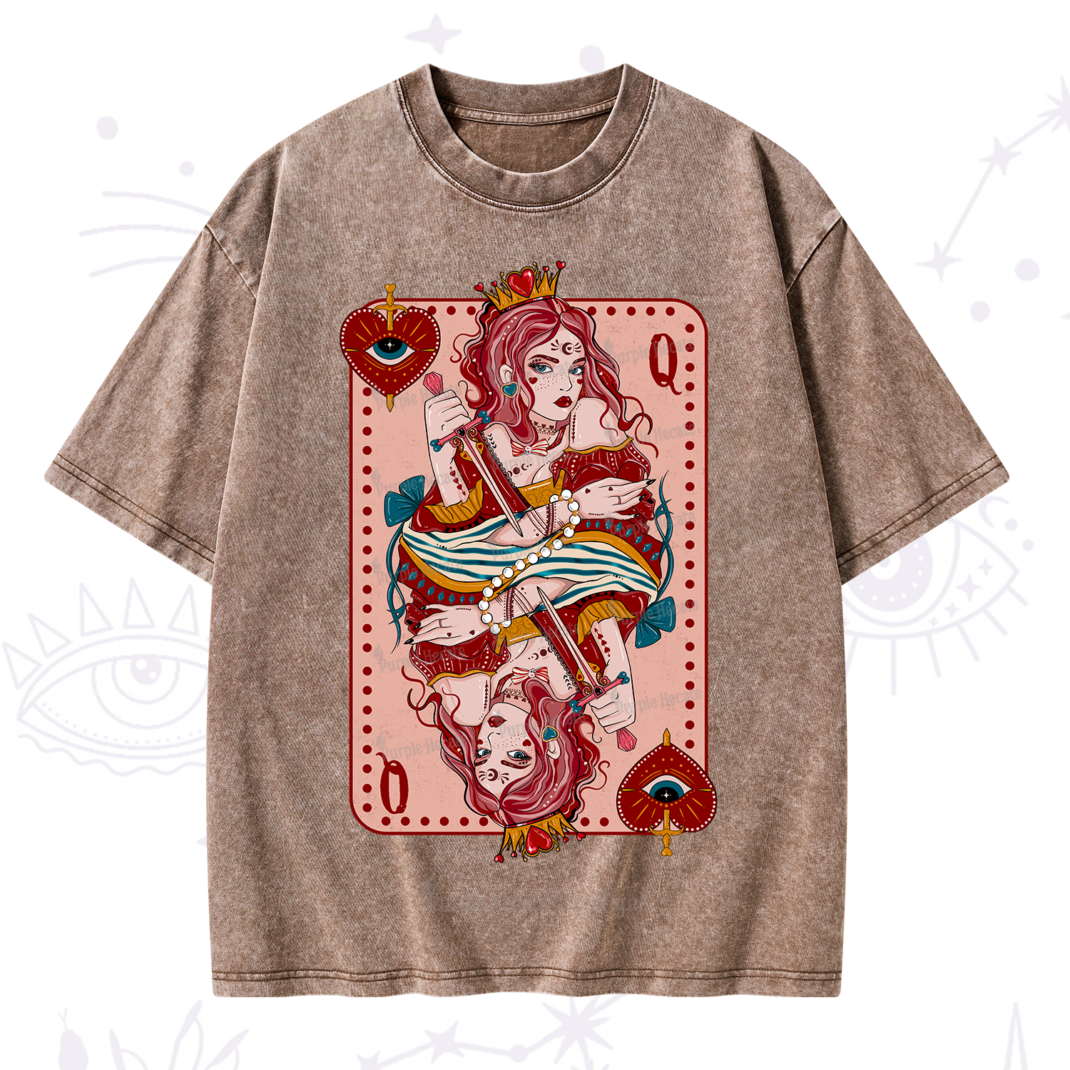 Purplehecate Queen of Hearts Washed T-Shirt