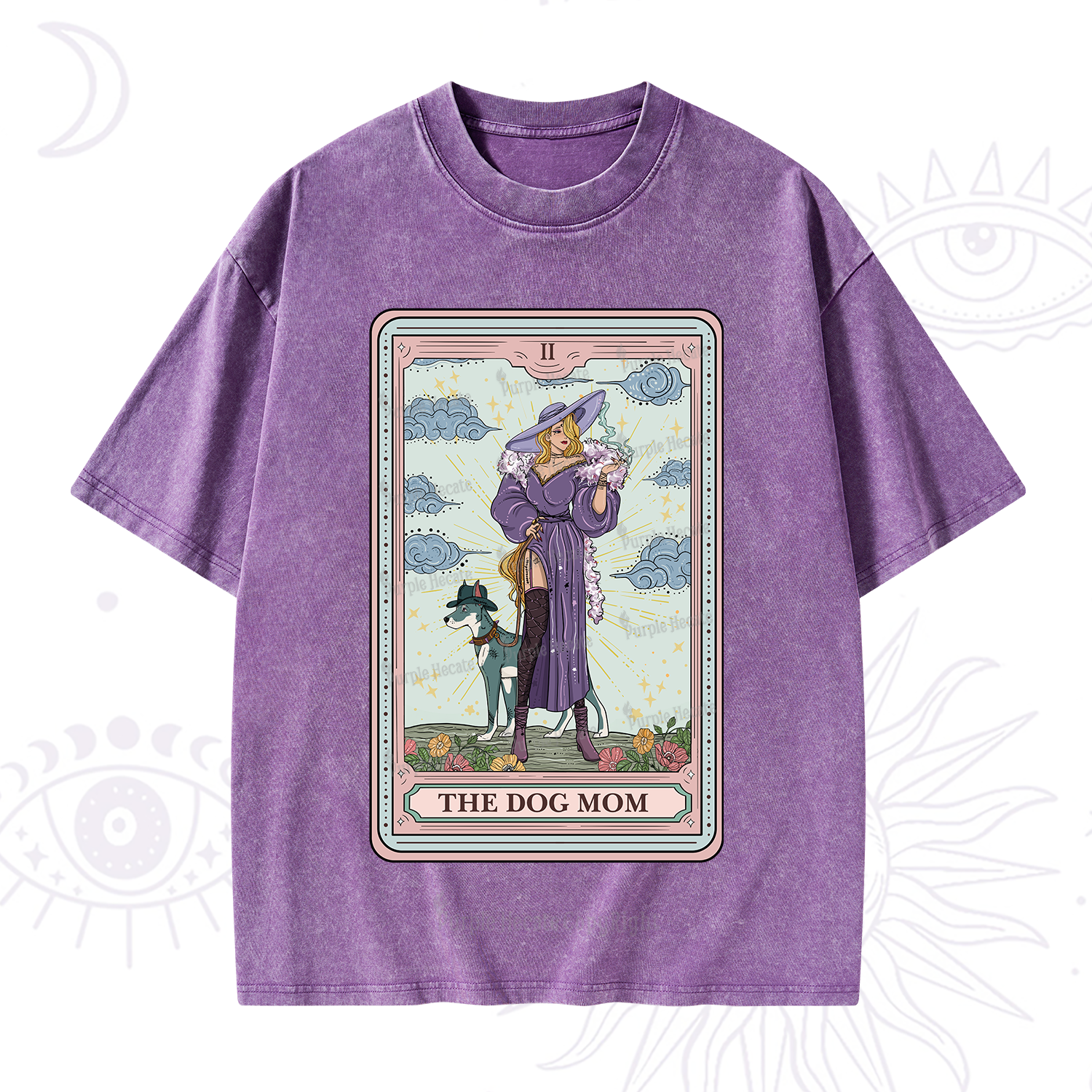 Purplehecate The Dog Mom Tarot Washed T-Shirt