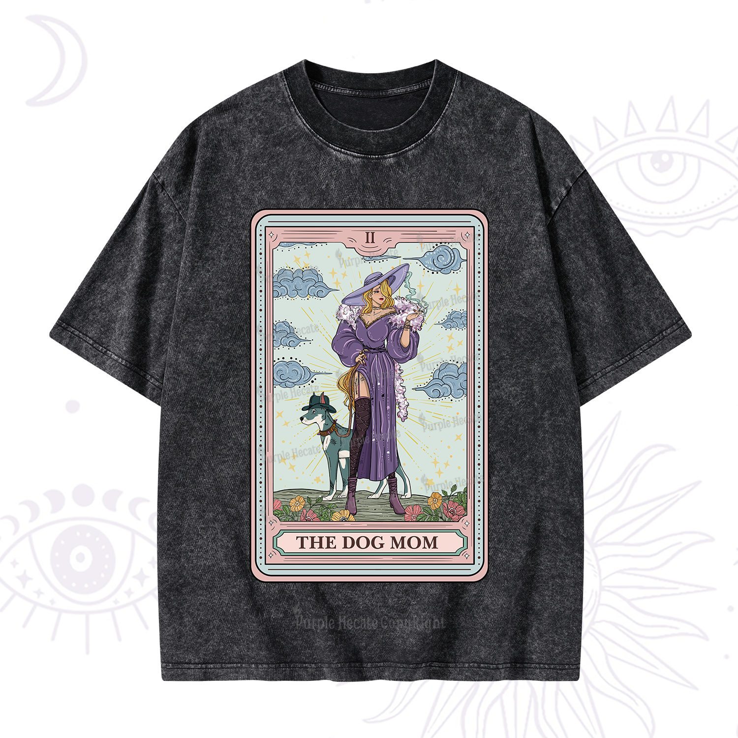 Purplehecate The Dog Mom Tarot Washed T-Shirt
