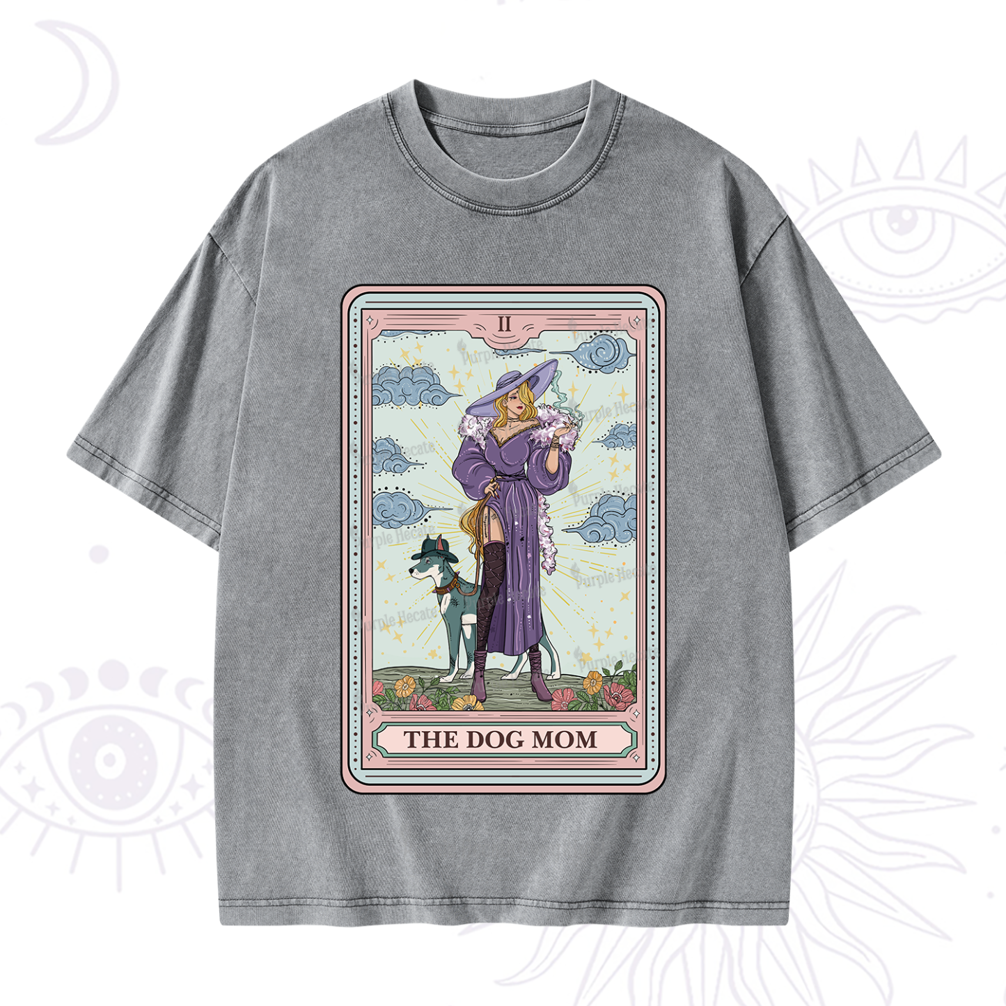 Purplehecate The Dog Mom Tarot Washed T-Shirt