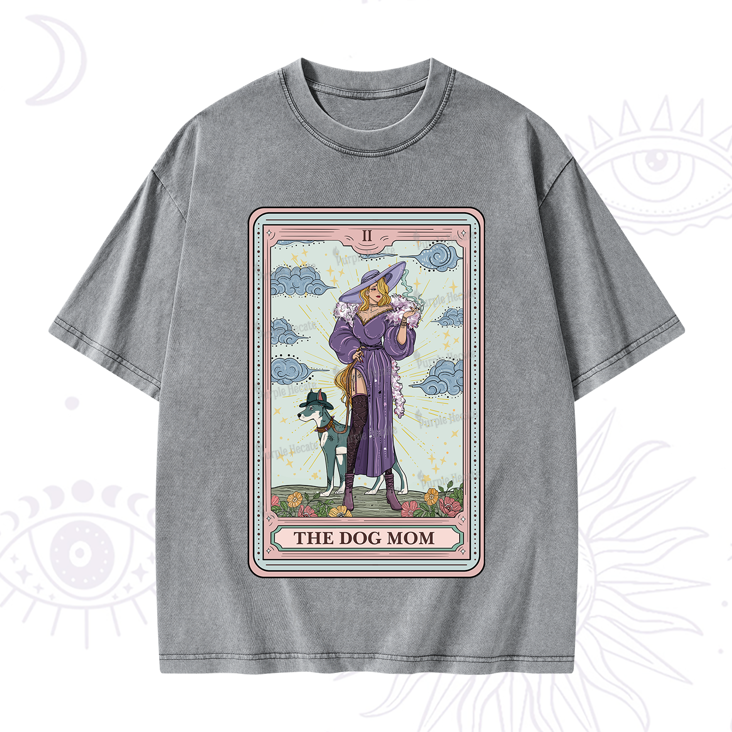 Purplehecate The Dog Mom Tarot Washed T-Shirt