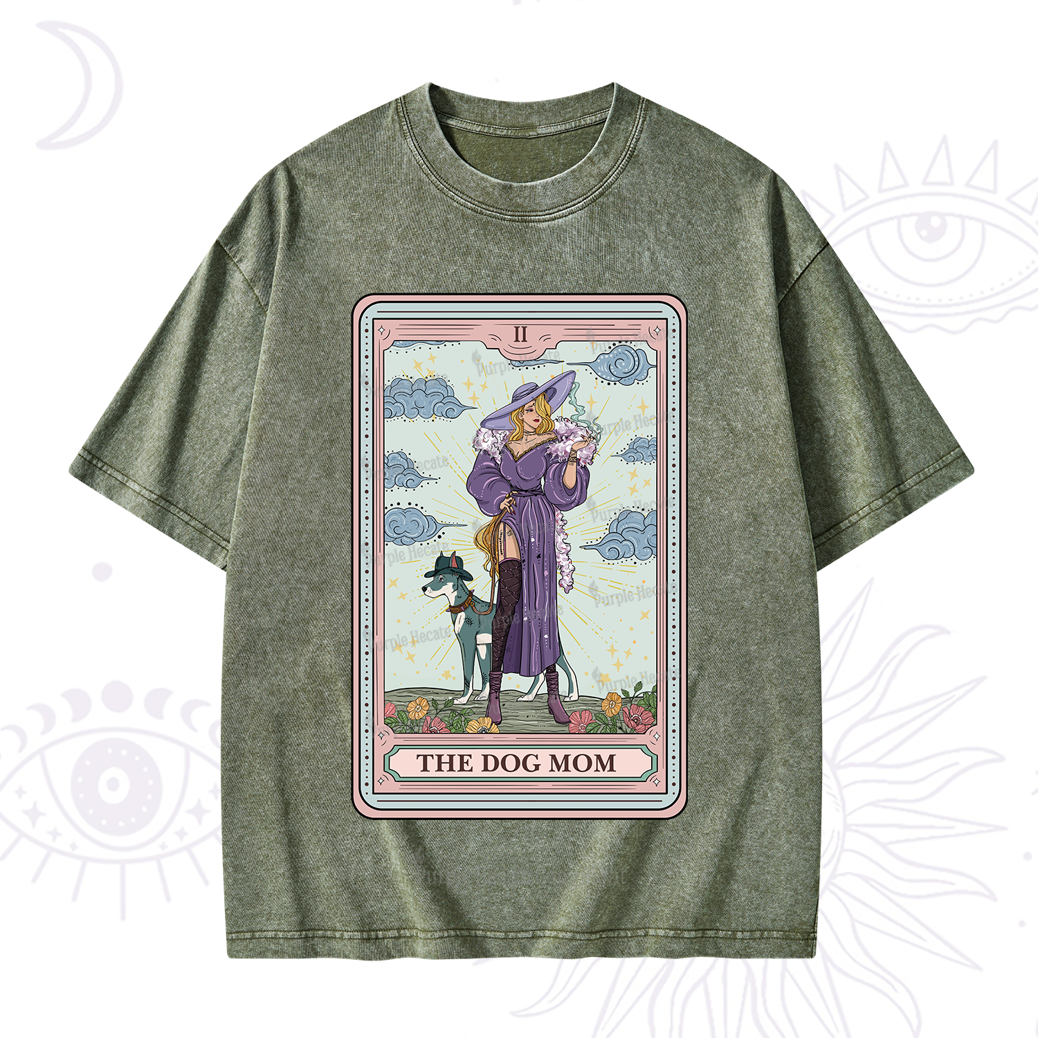 Purplehecate The Dog Mom Tarot Washed T-Shirt