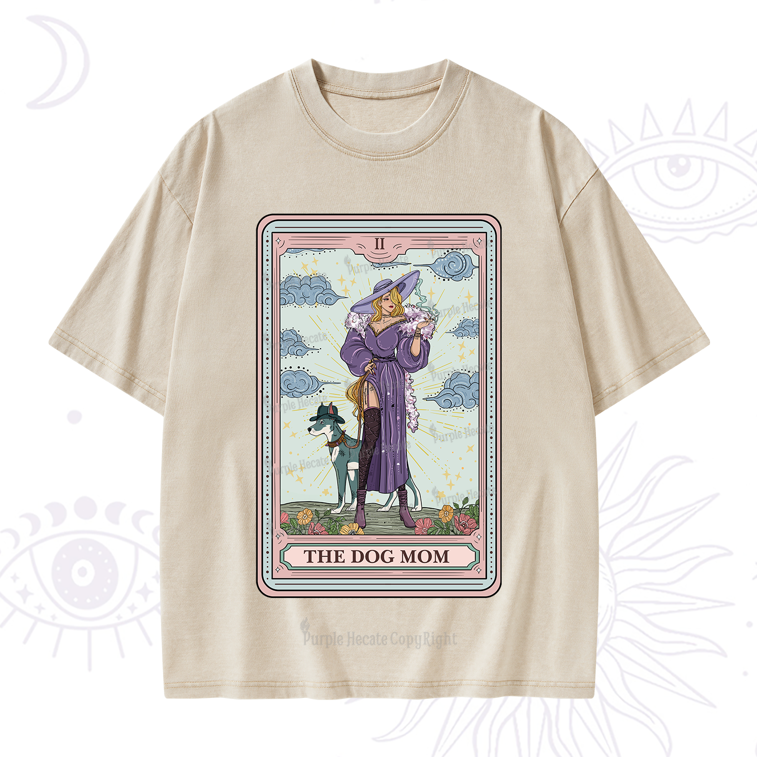 Purplehecate The Dog Mom Tarot Washed T-Shirt