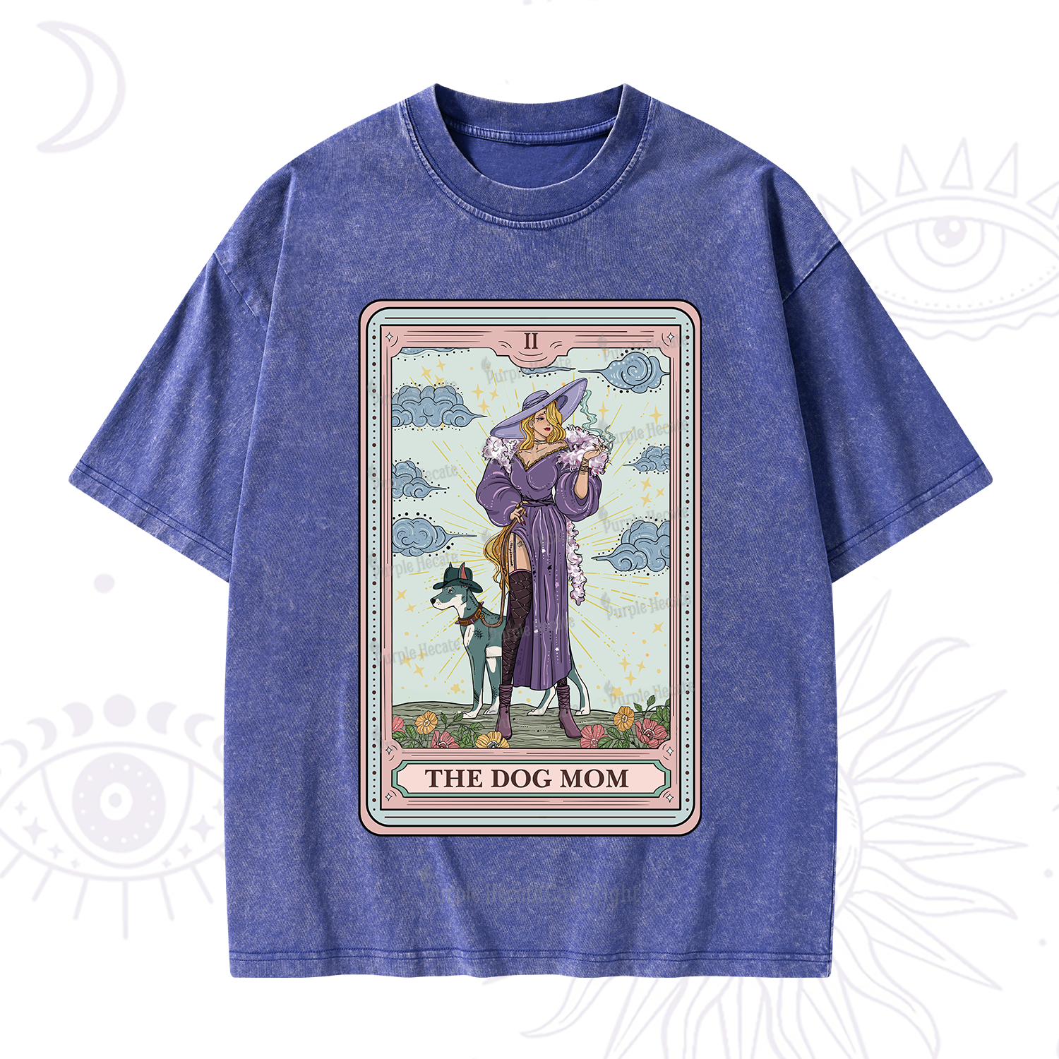 Purplehecate The Dog Mom Tarot Washed T-Shirt