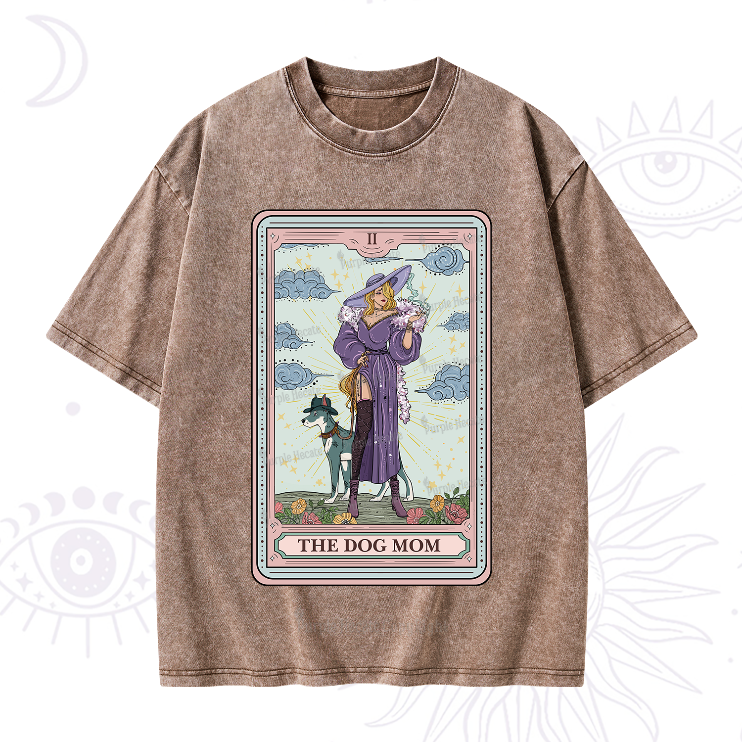 Purplehecate The Dog Mom Tarot Washed T-Shirt