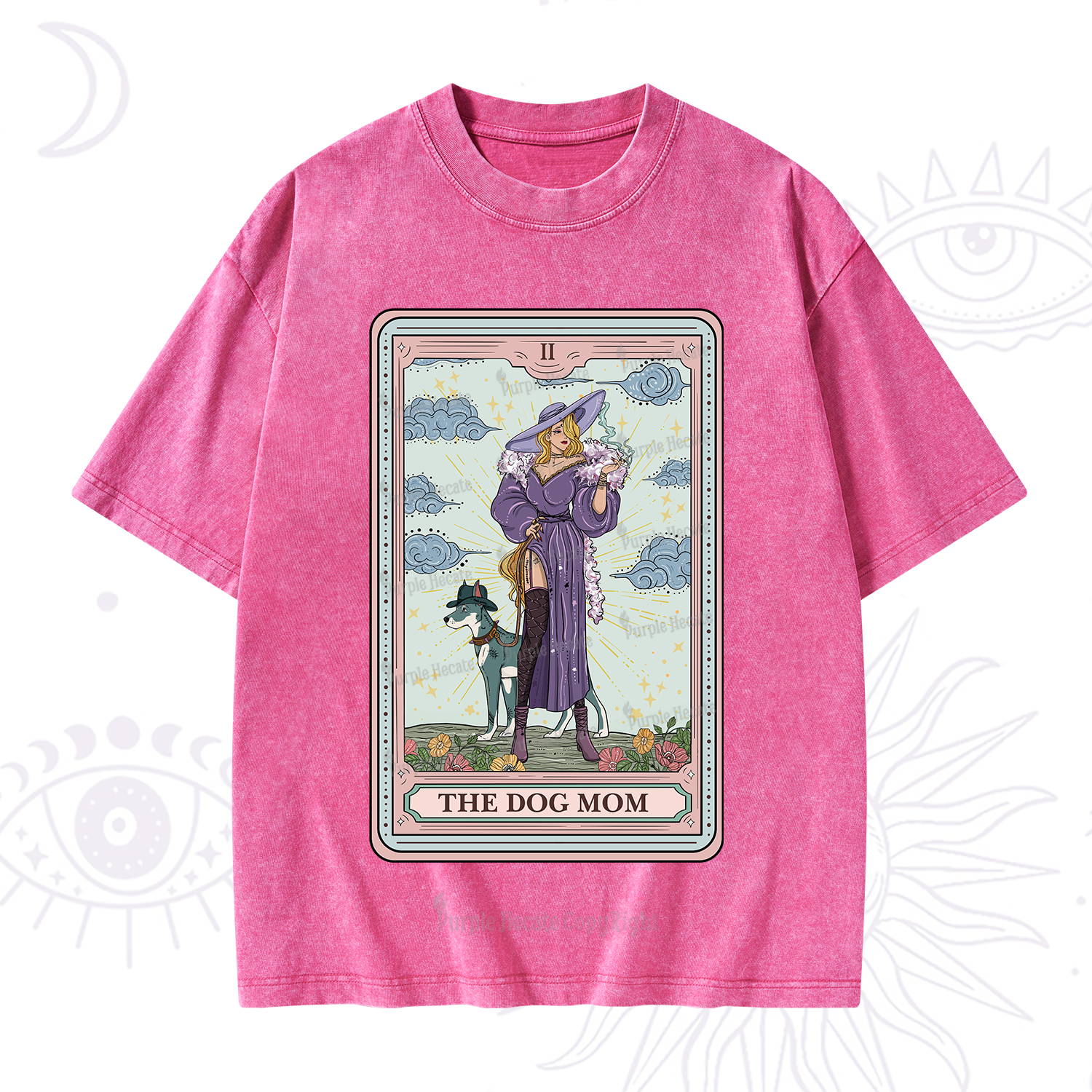 Purplehecate The Dog Mom Tarot Washed T-Shirt