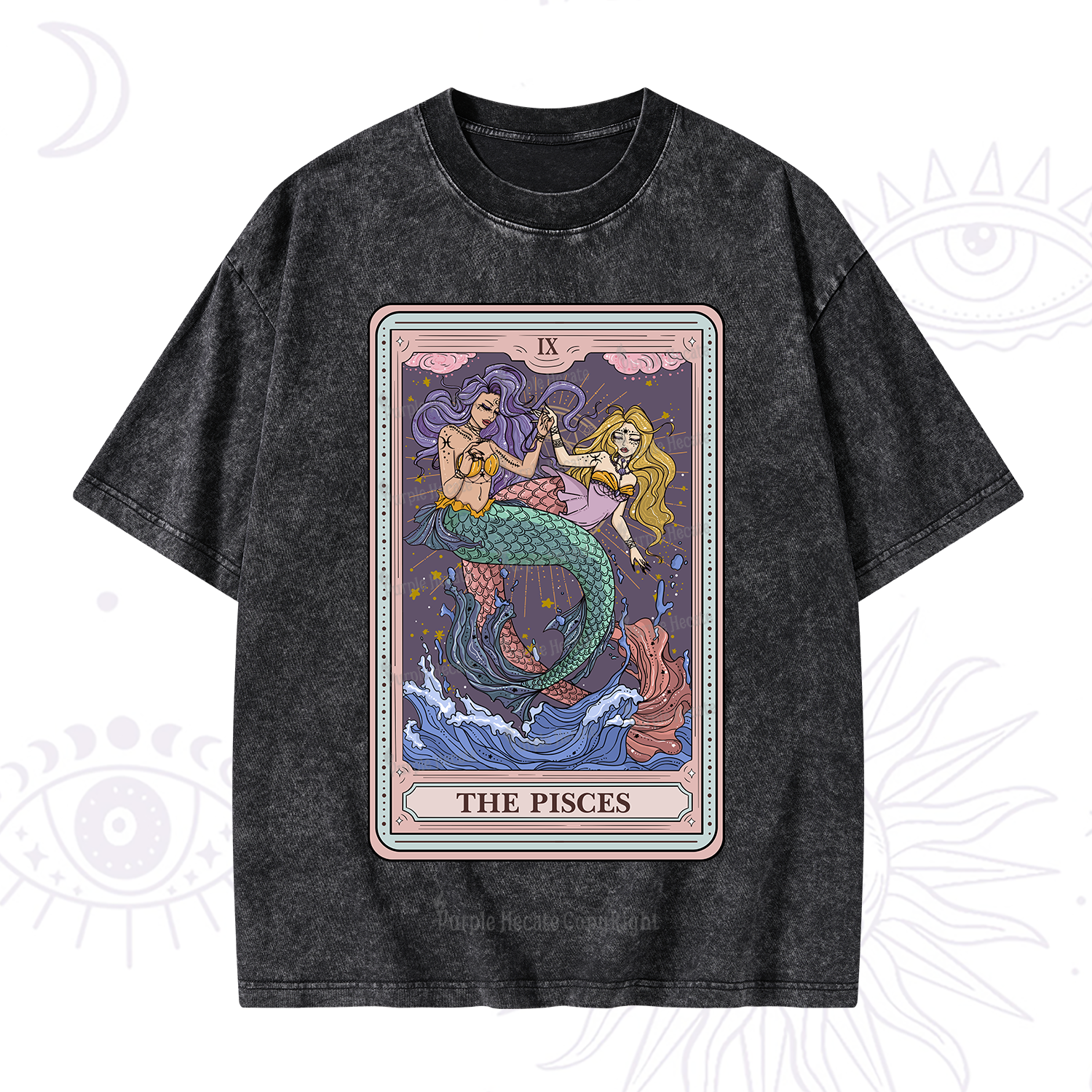 Purplehecate The Pisces Tarot Washed T-Shirt