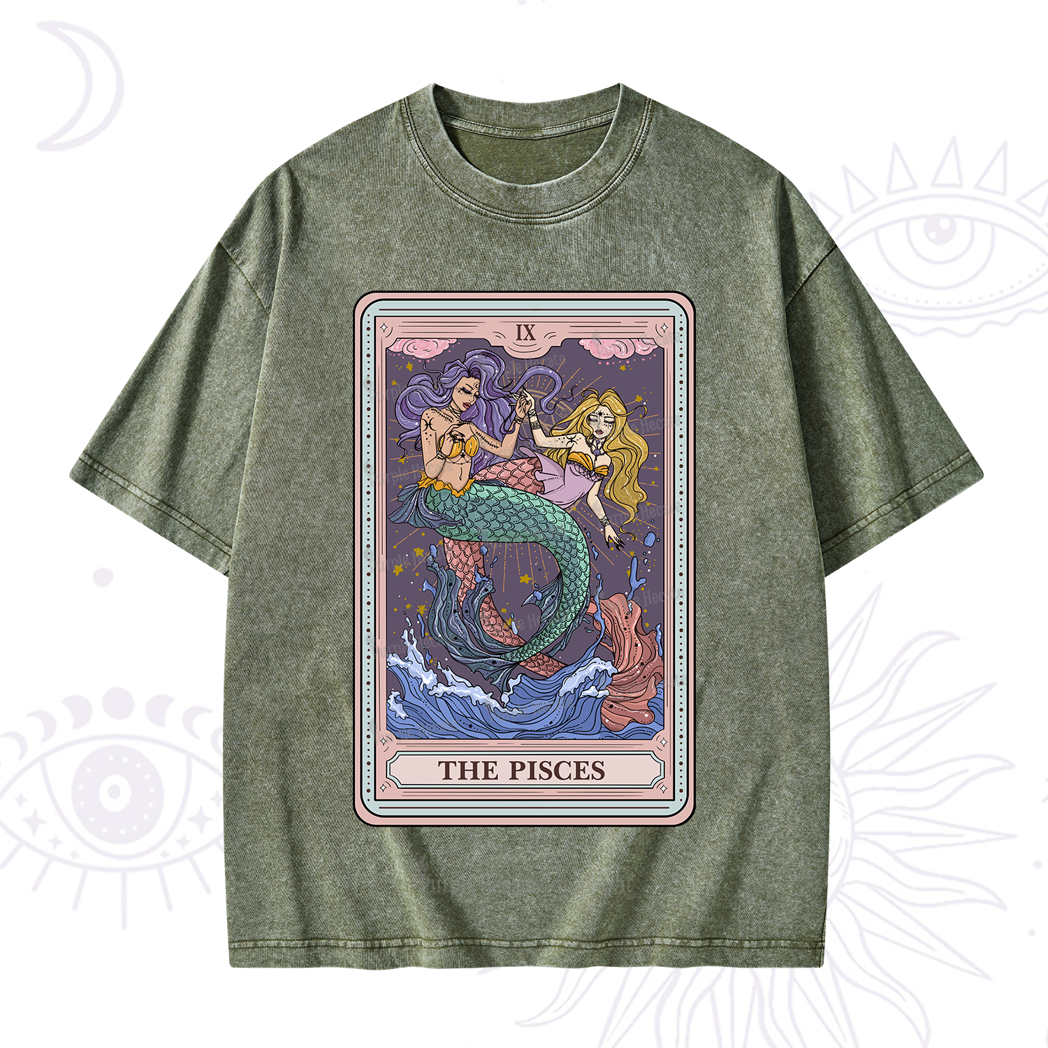 Purplehecate The Pisces Tarot Washed T-Shirt