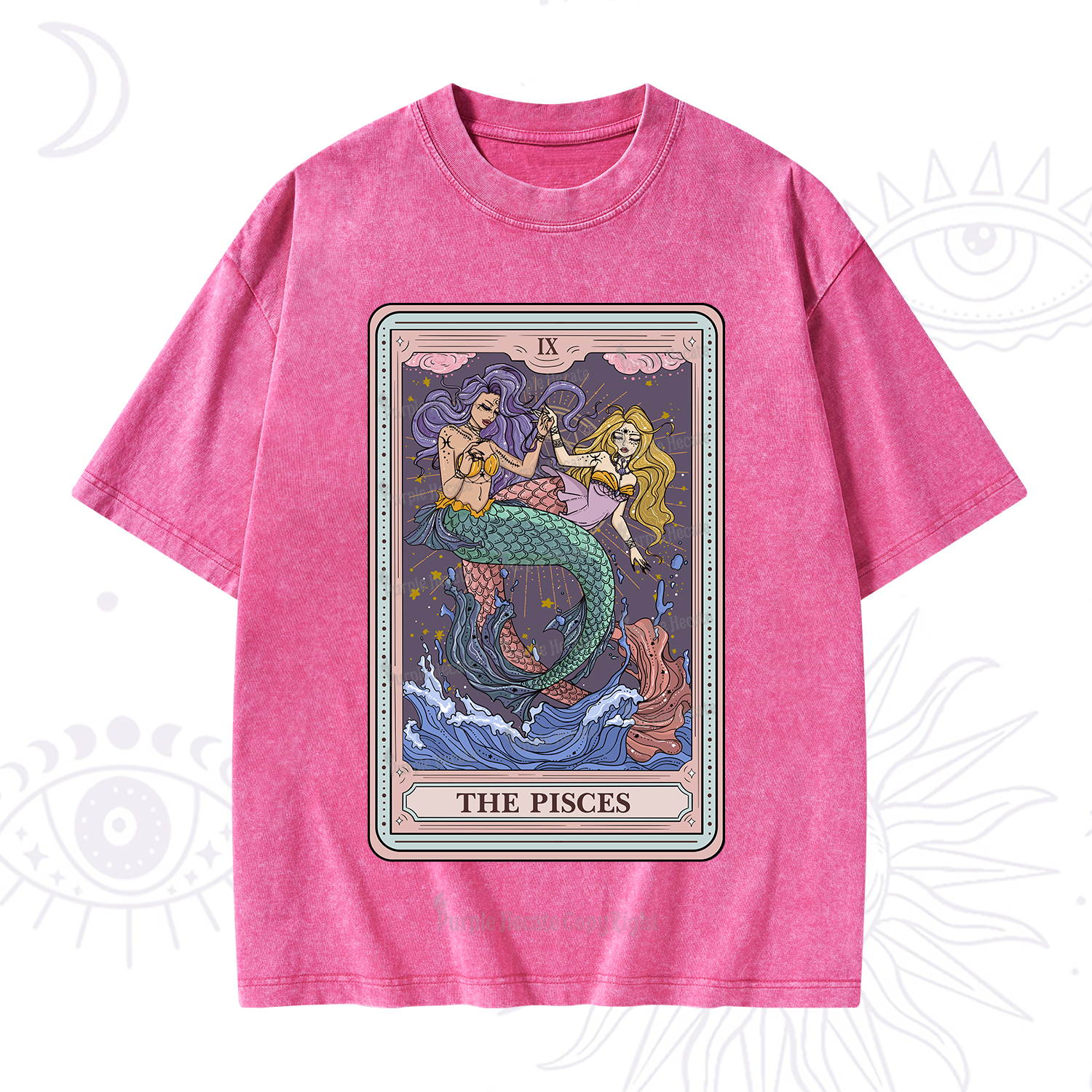 Purplehecate The Pisces Tarot Washed T-Shirt