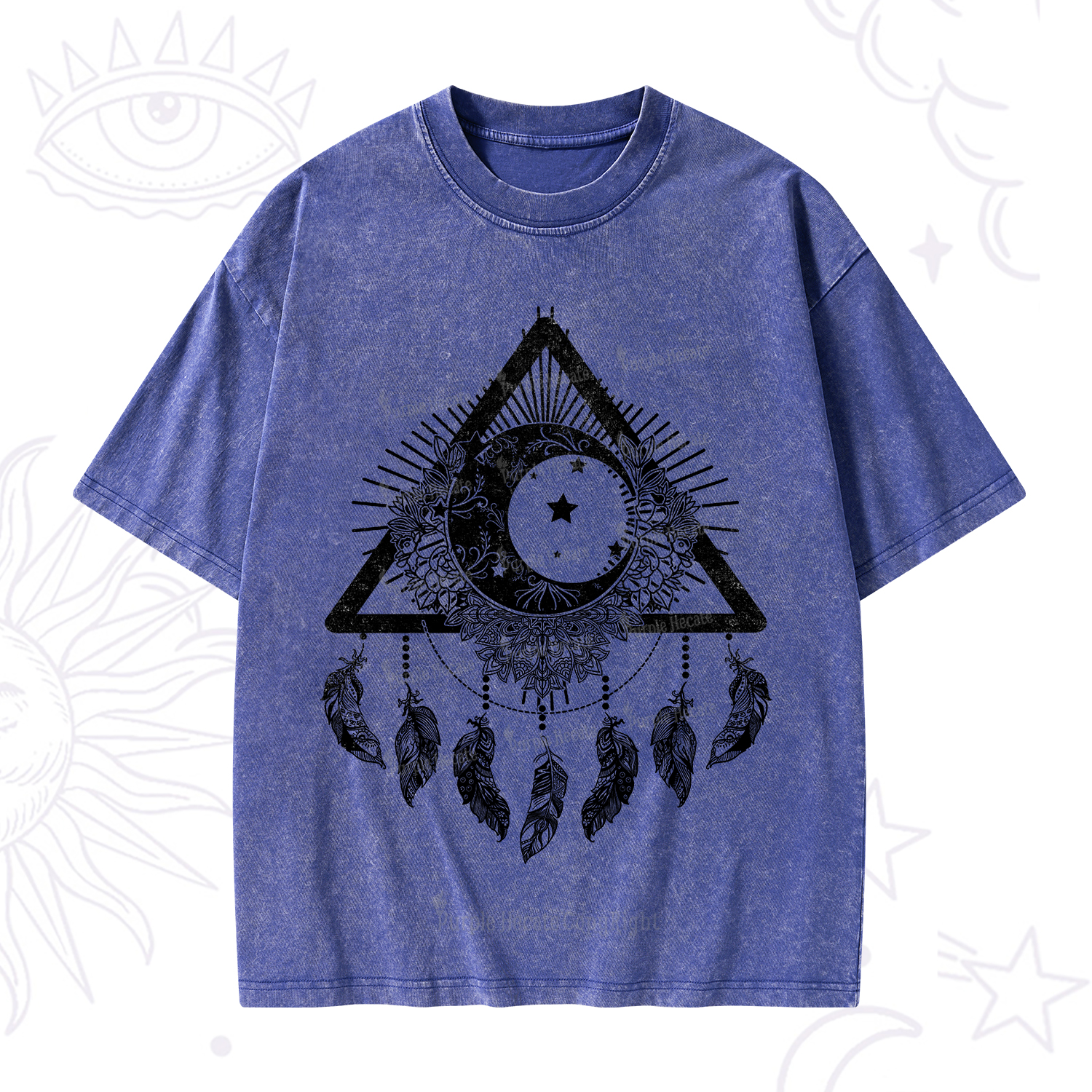 Purplehecate Starry Moon Dreamcatcher Washed T-Shirt