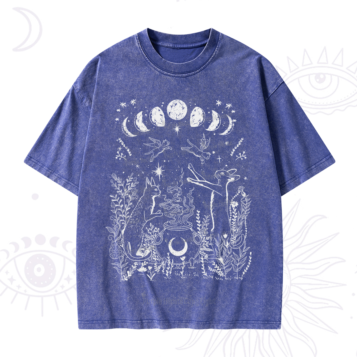 Purplehecate Celestial Cat Washed T-Shirt