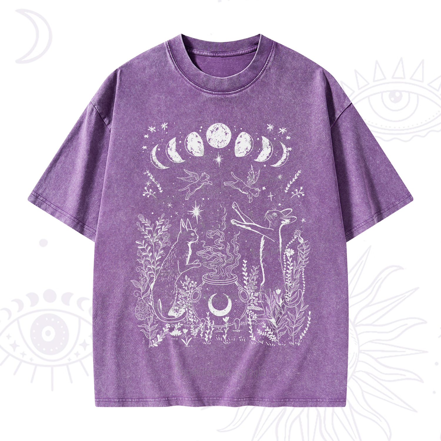Purplehecate Celestial Cat Washed T-Shirt