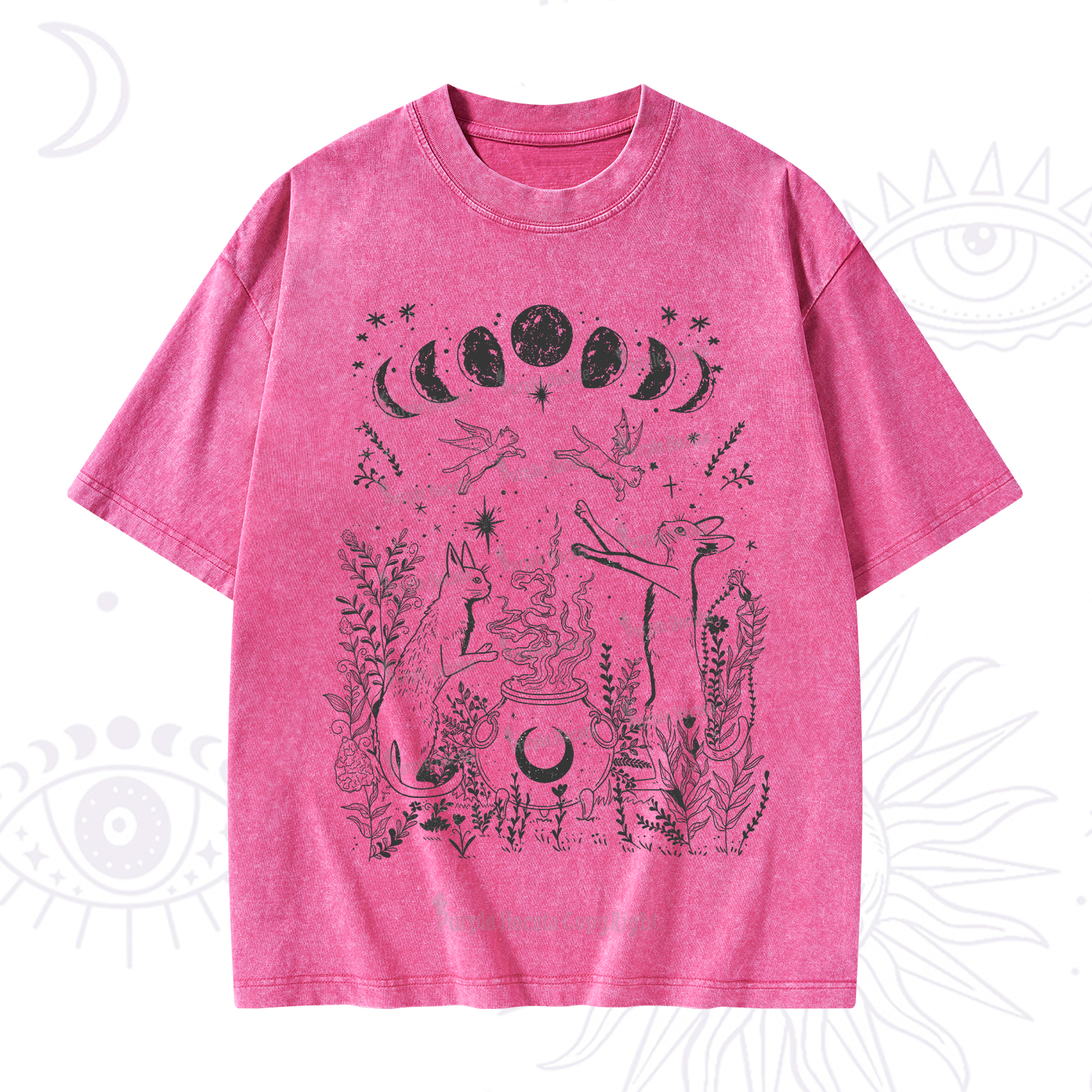 Purplehecate Celestial Cat Washed T-Shirt