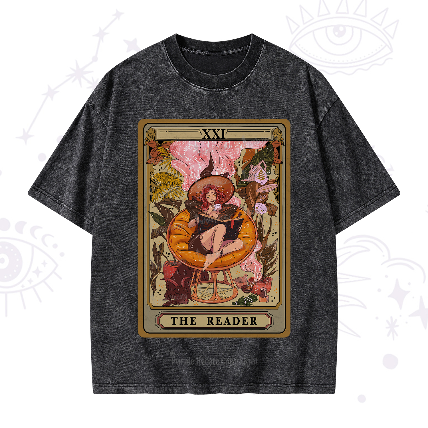 Purplehecate The Reader Tarot Card Washed T-Shirt