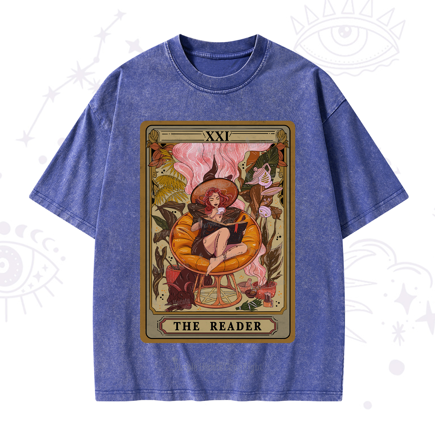 Purplehecate The Reader Tarot Card Washed T-Shirt