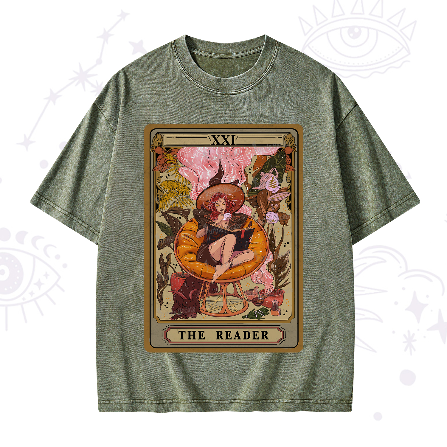 Purplehecate The Reader Tarot Card Washed T-Shirt