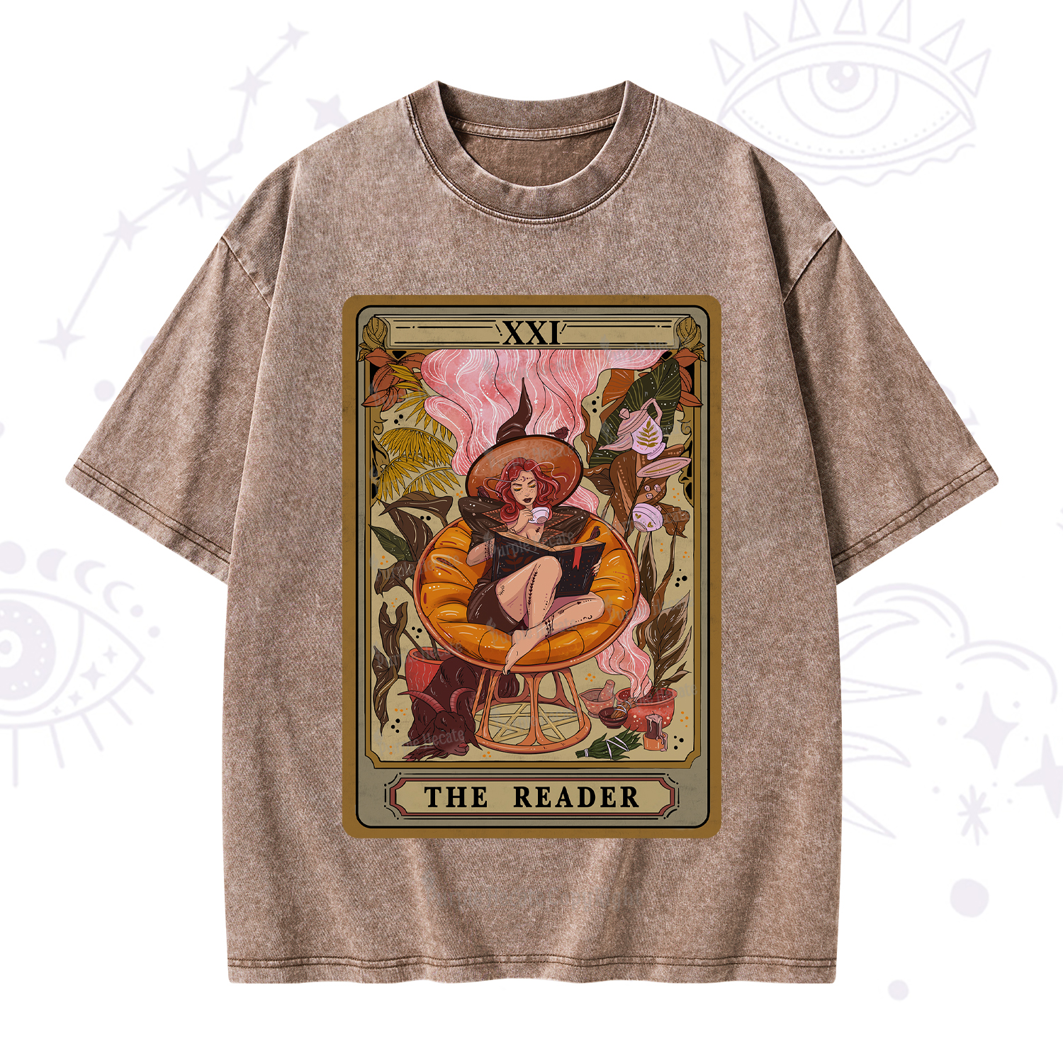 Purplehecate The Reader Tarot Card Washed T-Shirt