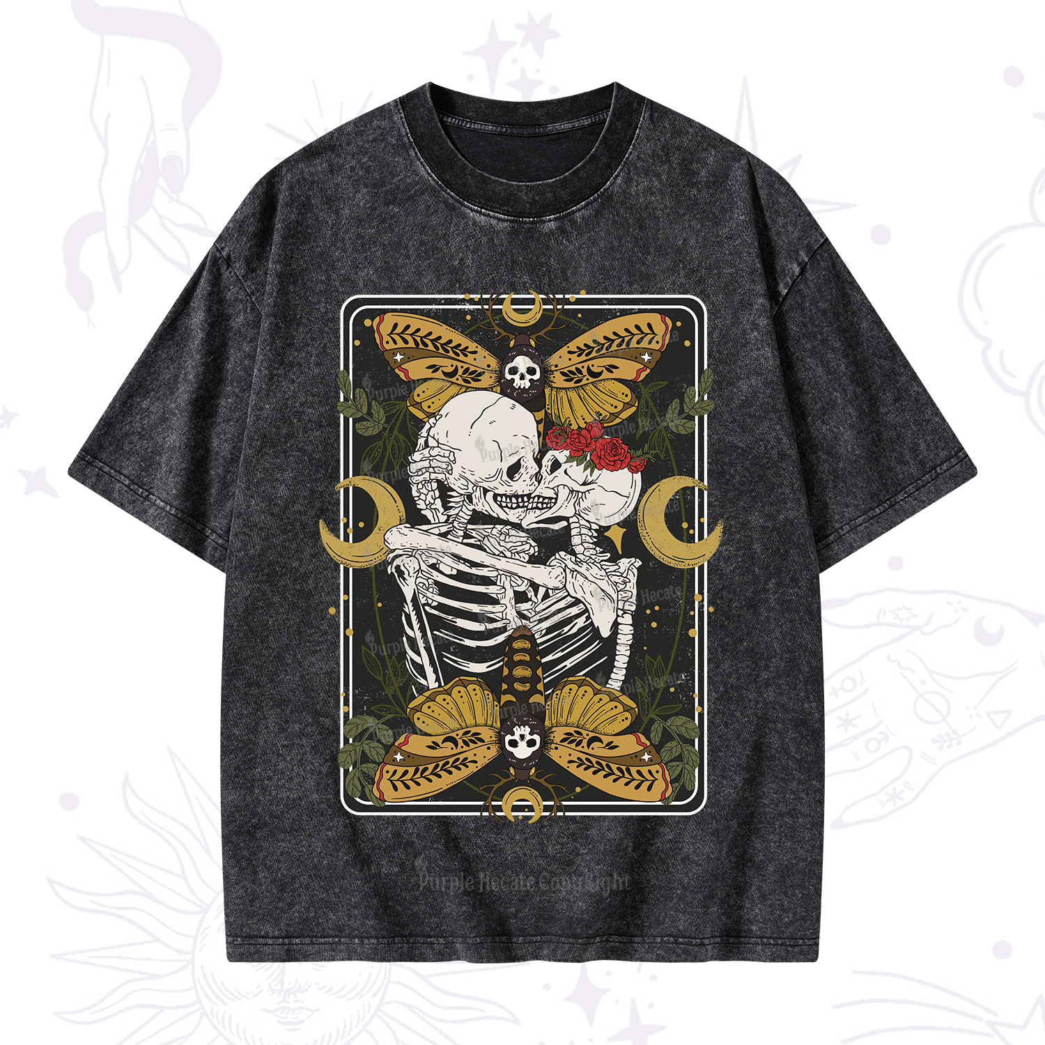 Purplehecate Deathless Moonlit Love Washed T-Shirt