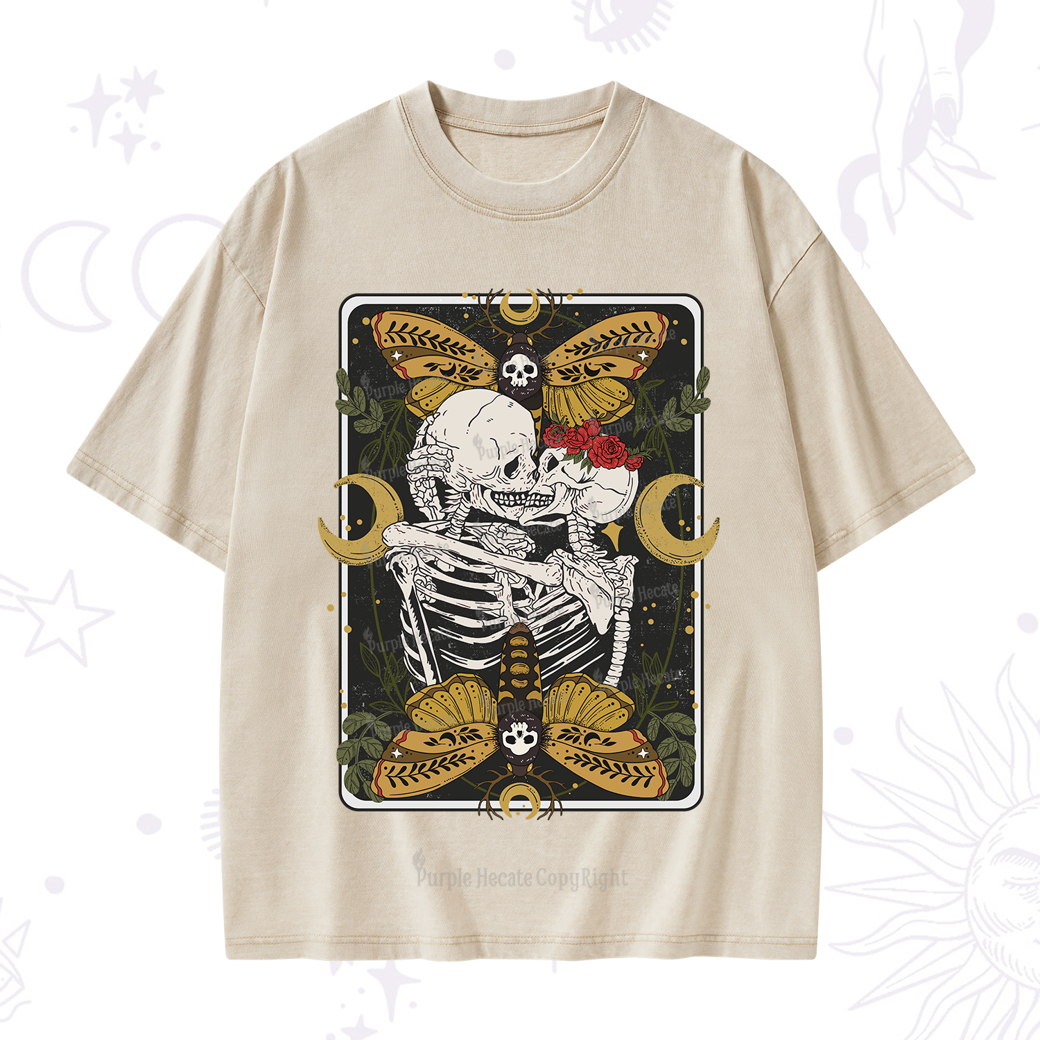 Purplehecate Deathless Moonlit Love Washed T-Shirt