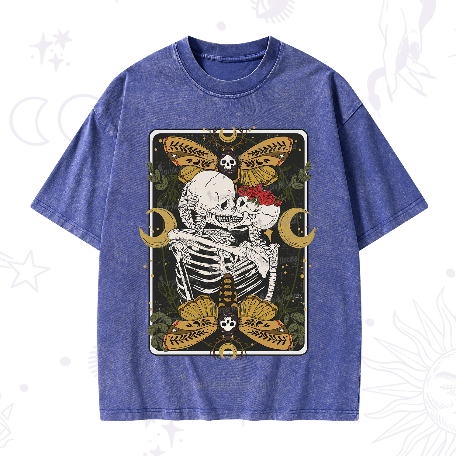 Purplehecate Deathless Moonlit Love Washed T-Shirt