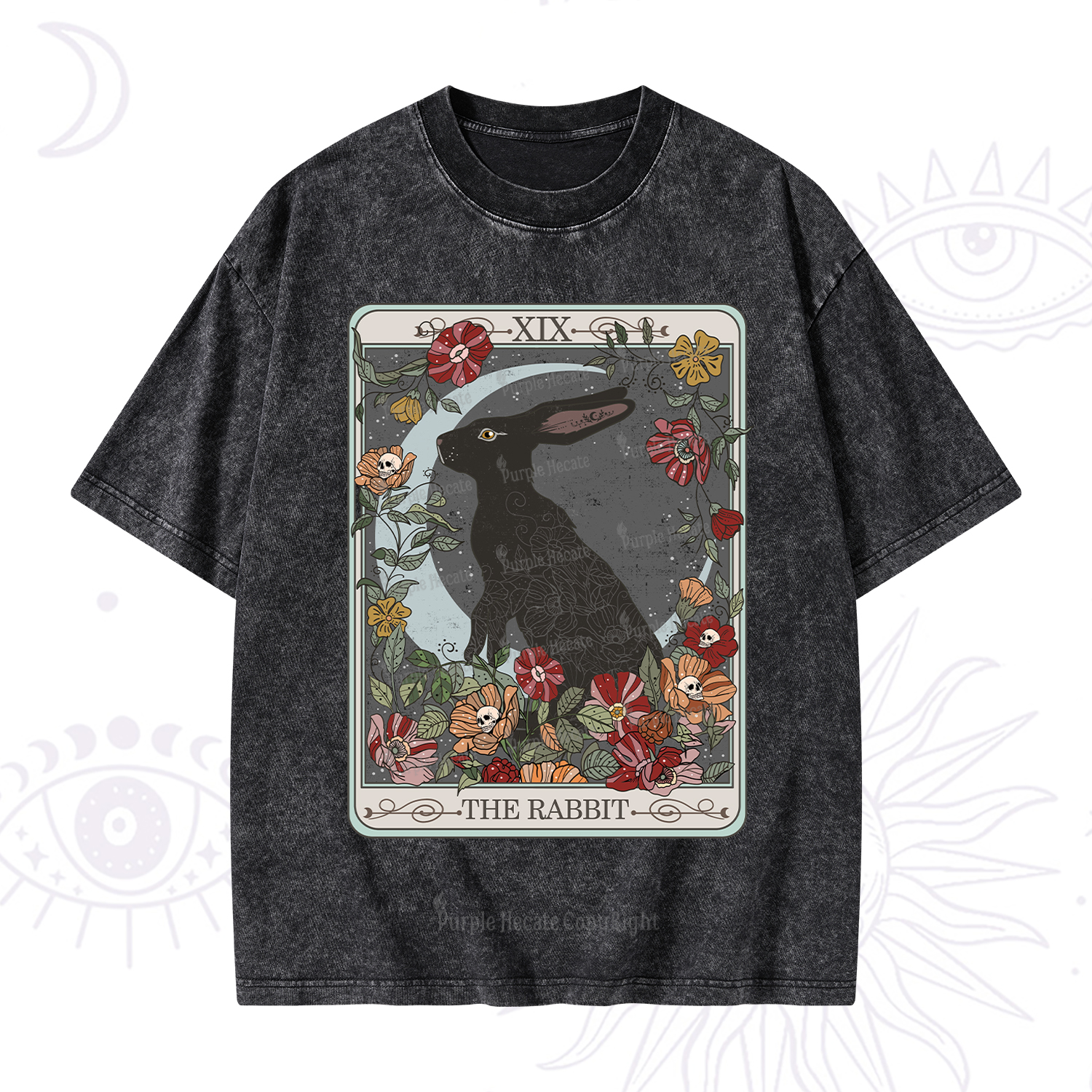 Purplehecate The Rabbit Tarot Washed T-Shirt