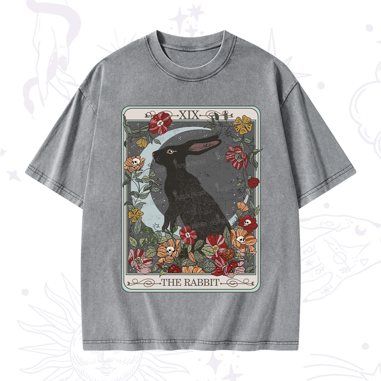 Purplehecate The Rabbit Tarot Washed T-Shirt