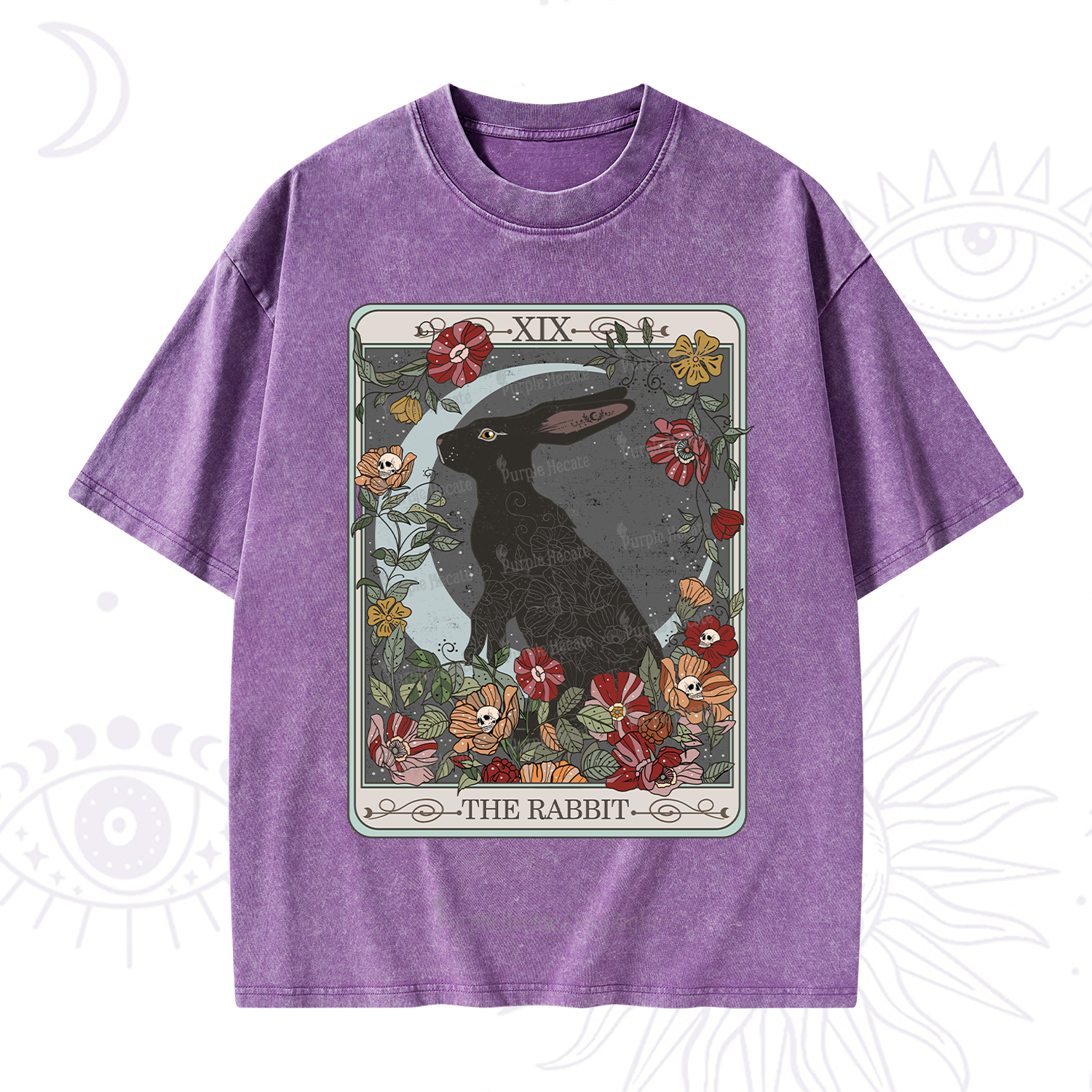 Purplehecate The Rabbit Tarot Washed T-Shirt