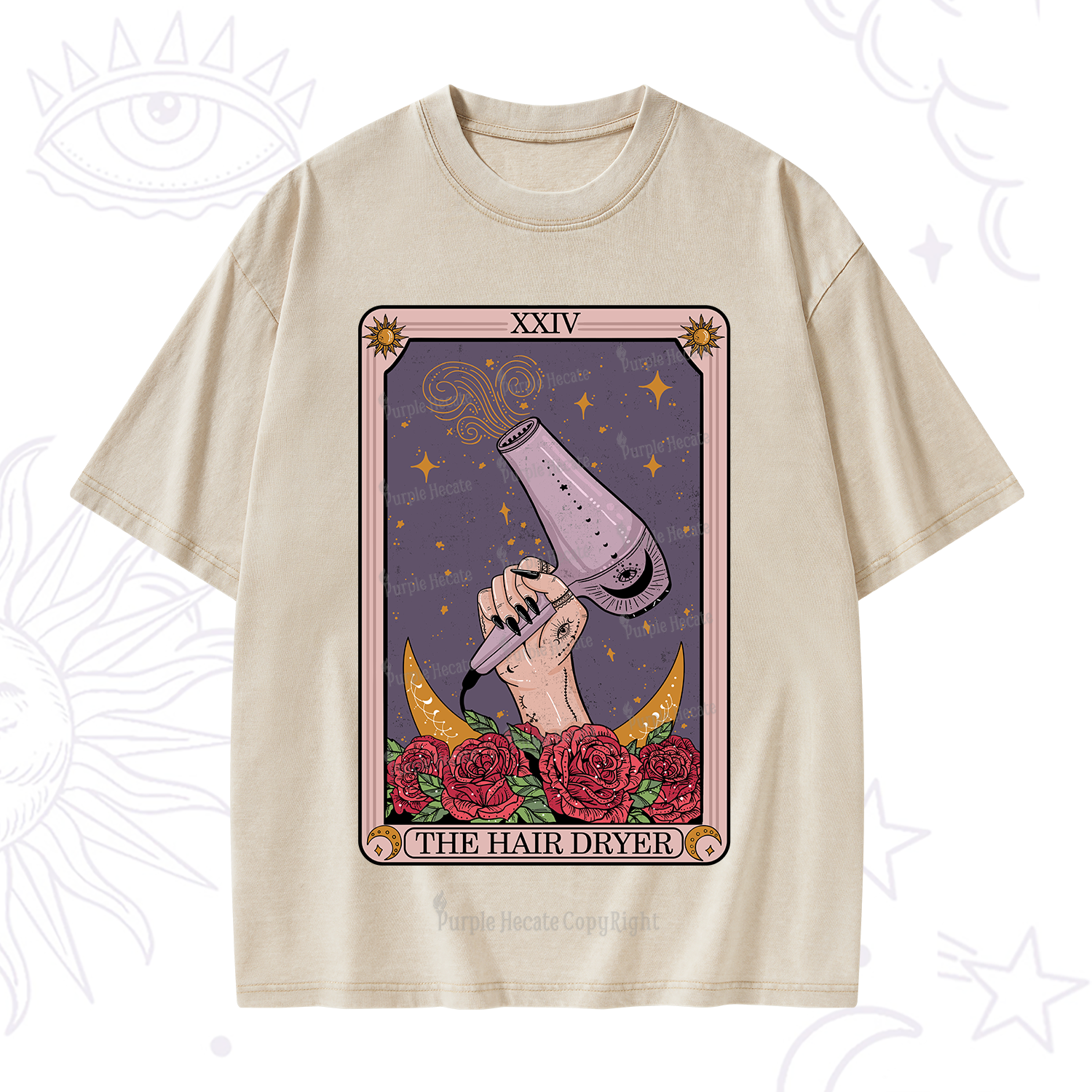 Purplehecate The Hair Dryer Tarot Washed T-Shirt