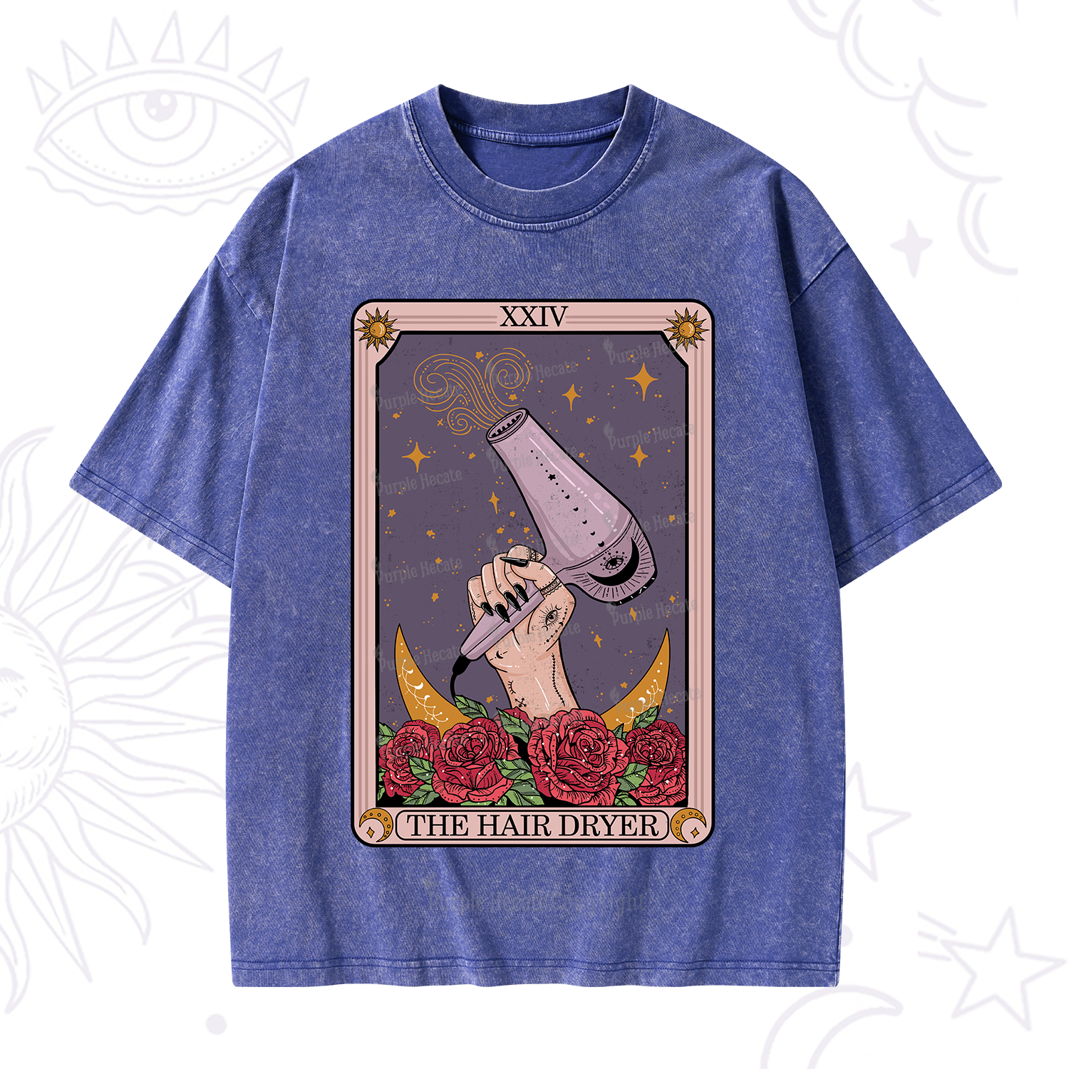 Purplehecate The Hair Dryer Tarot Washed T-Shirt