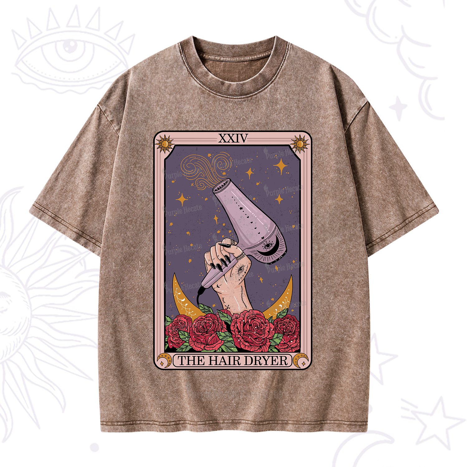 Purplehecate The Hair Dryer Tarot Washed T-Shirt