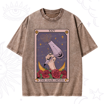 Purplehecate The Hair Dryer Tarot Washed T-Shirt