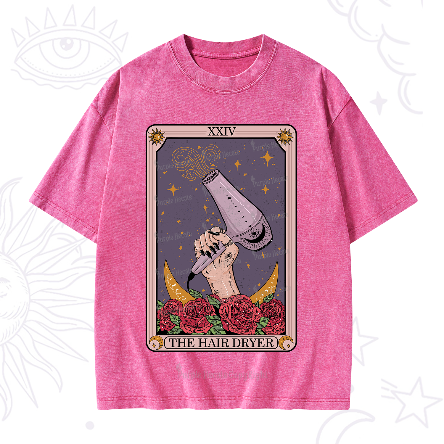 Purplehecate The Hair Dryer Tarot Washed T-Shirt