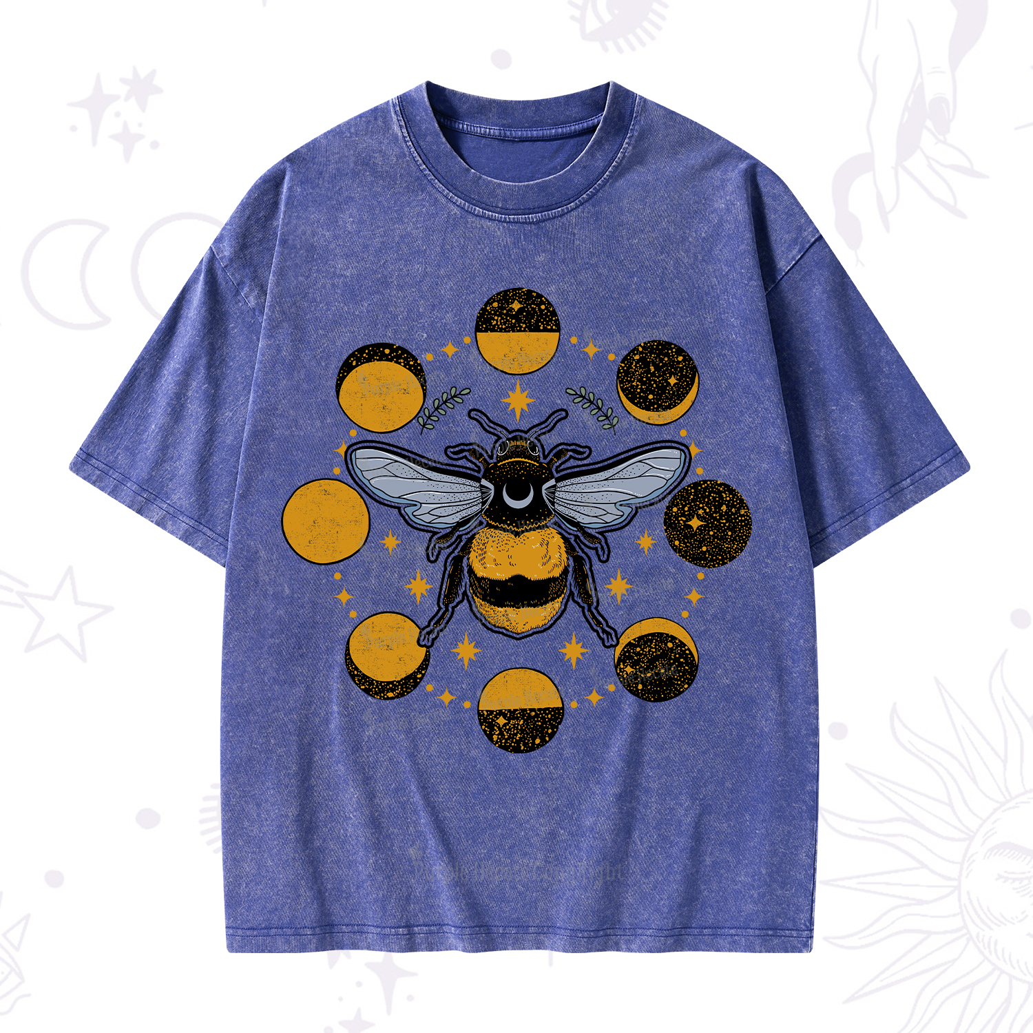 Purplehecate Phases of the Moon Bee Washed T-Shirt