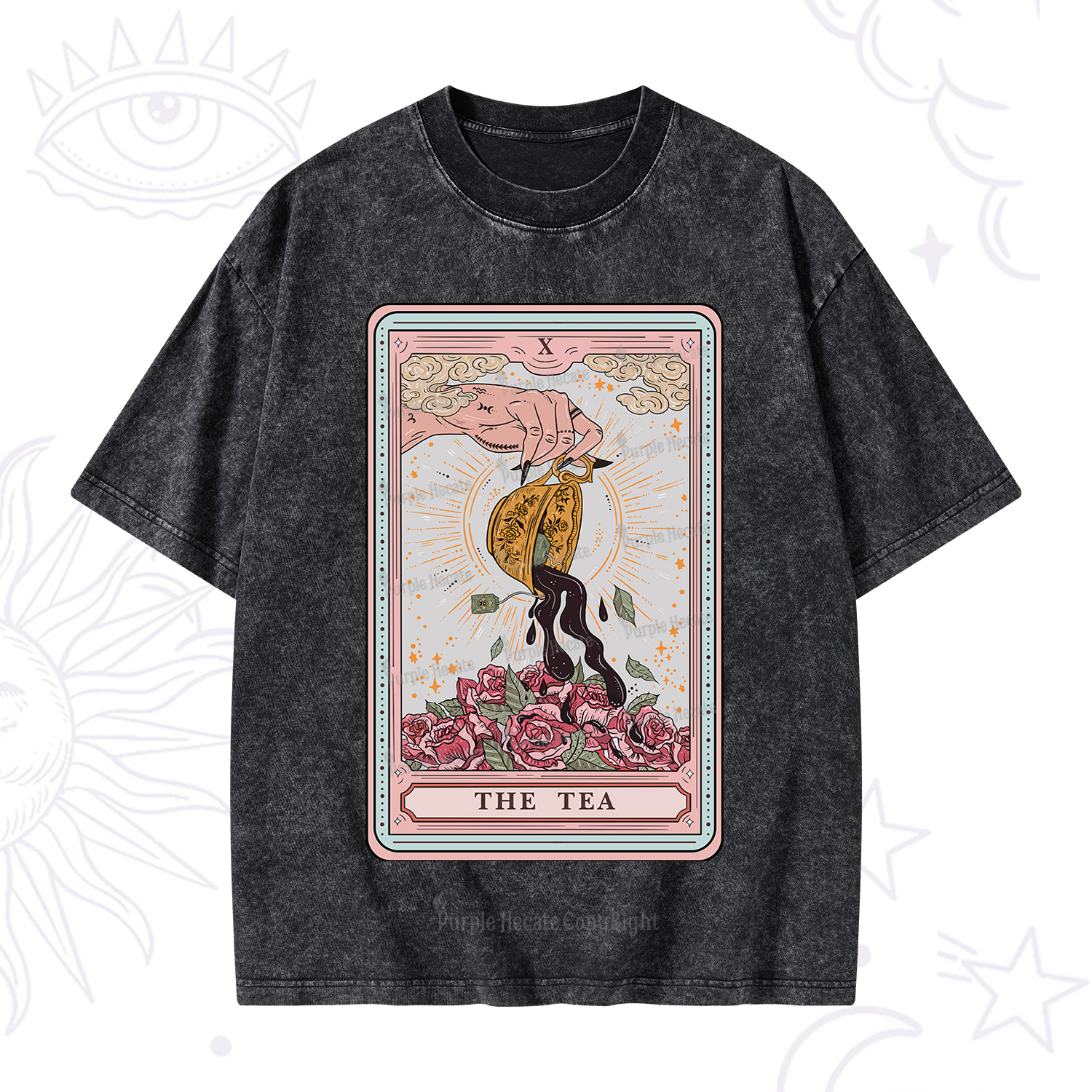 Purplehecate The Tea Tarot Card Washed T-Shirt