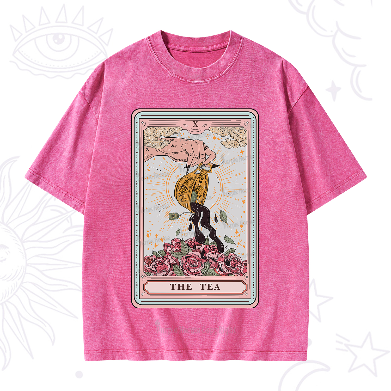 Purplehecate The Tea Tarot Card Washed T-Shirt