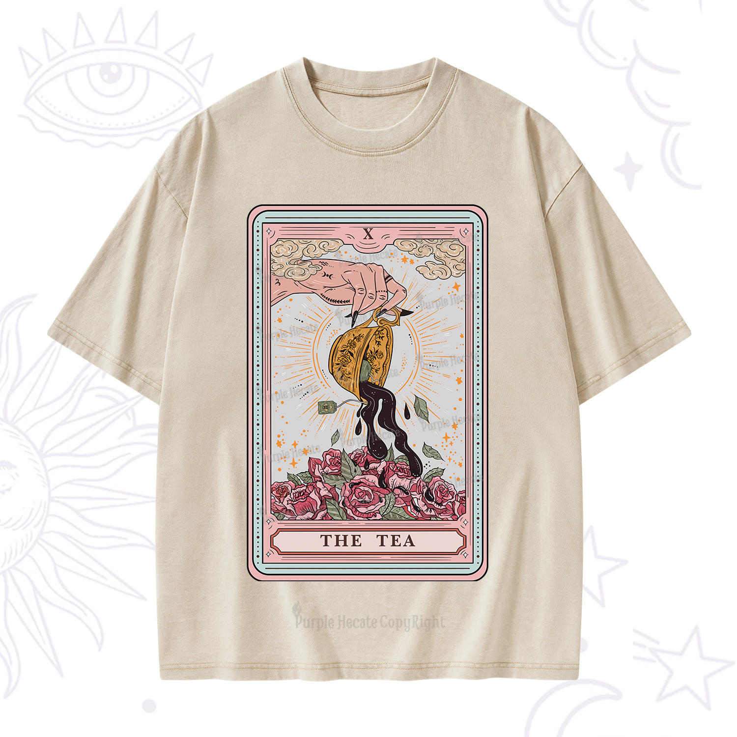 Purplehecate The Tea Tarot Card Washed T-Shirt