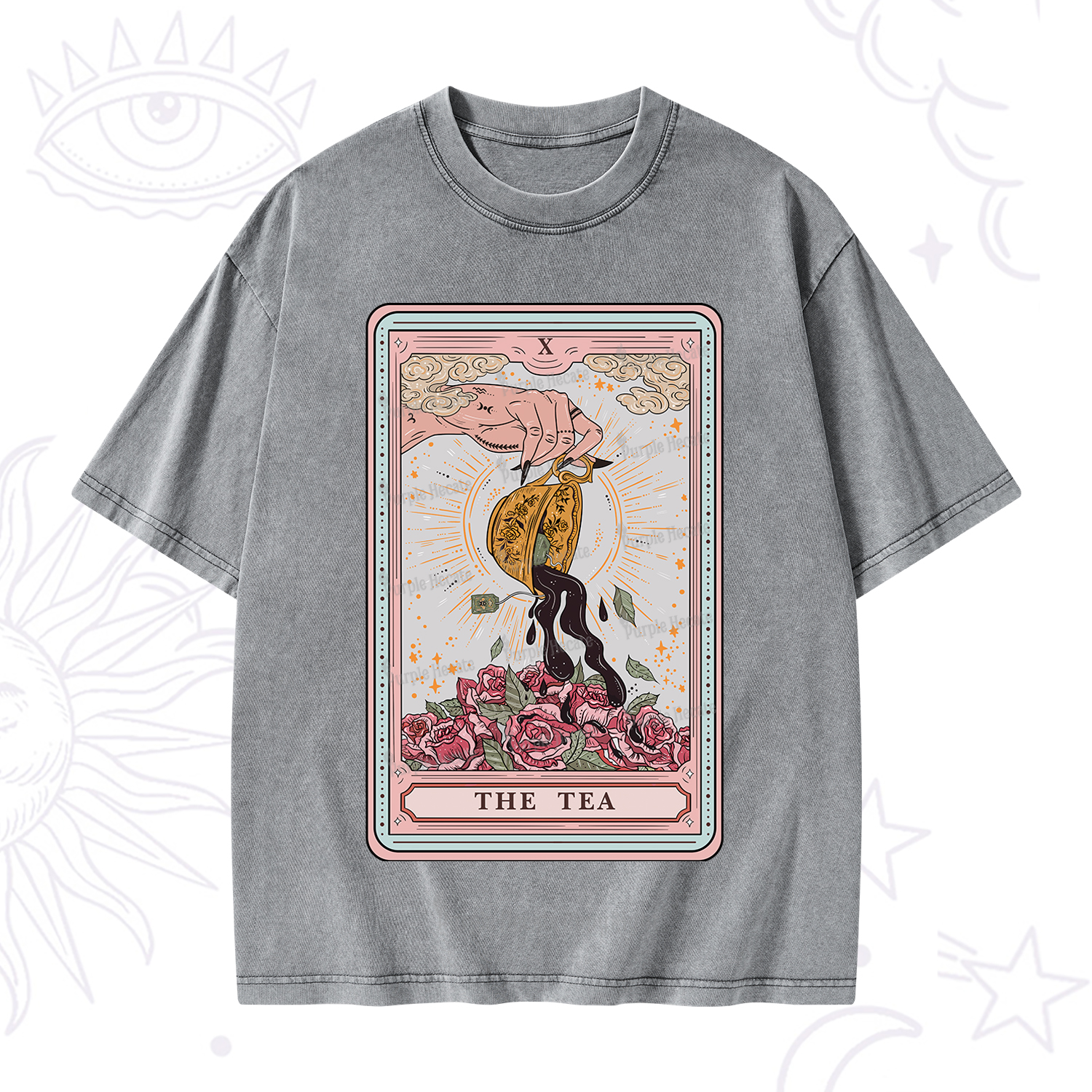 Purplehecate The Tea Tarot Card Washed T-Shirt