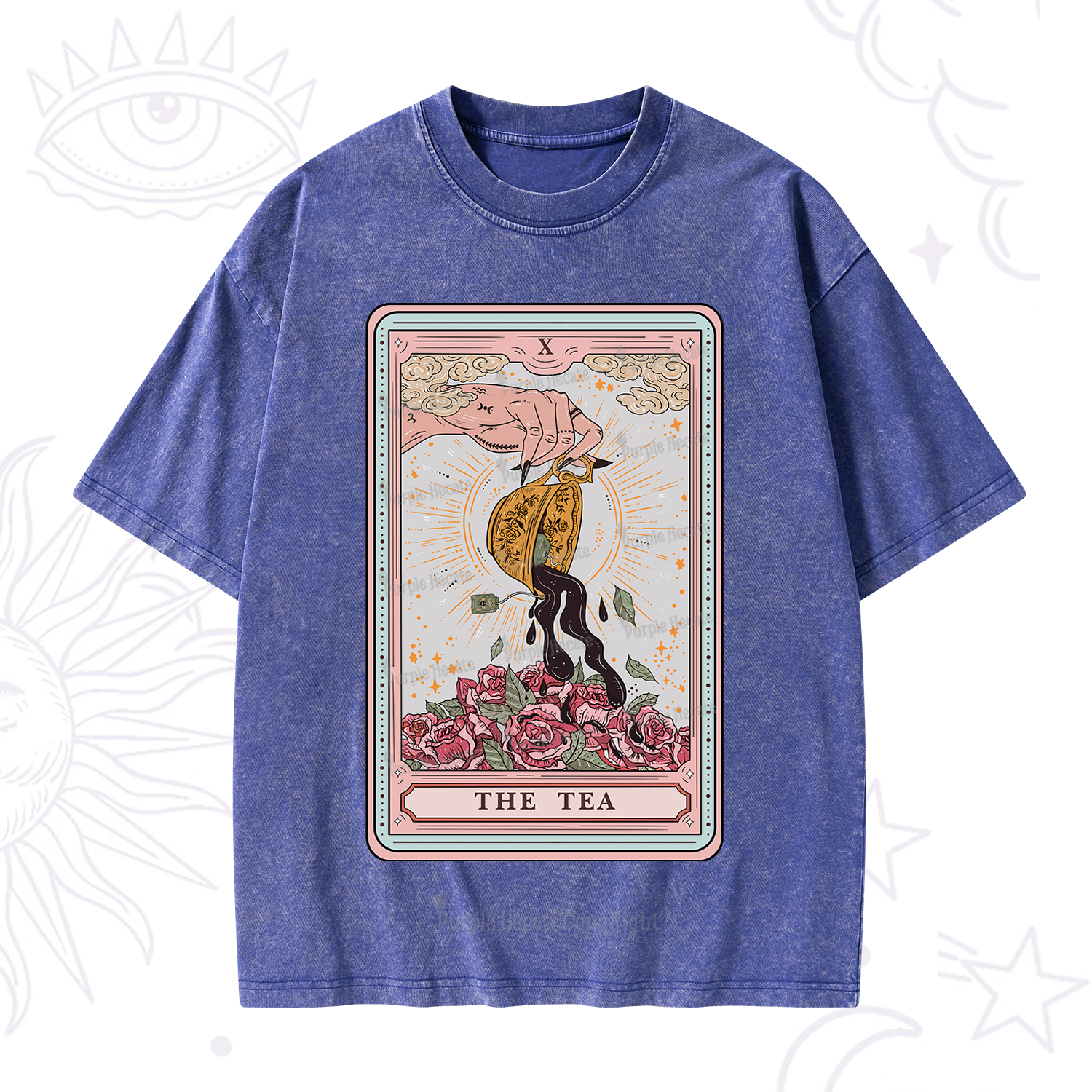 Purplehecate The Tea Tarot Card Washed T-Shirt