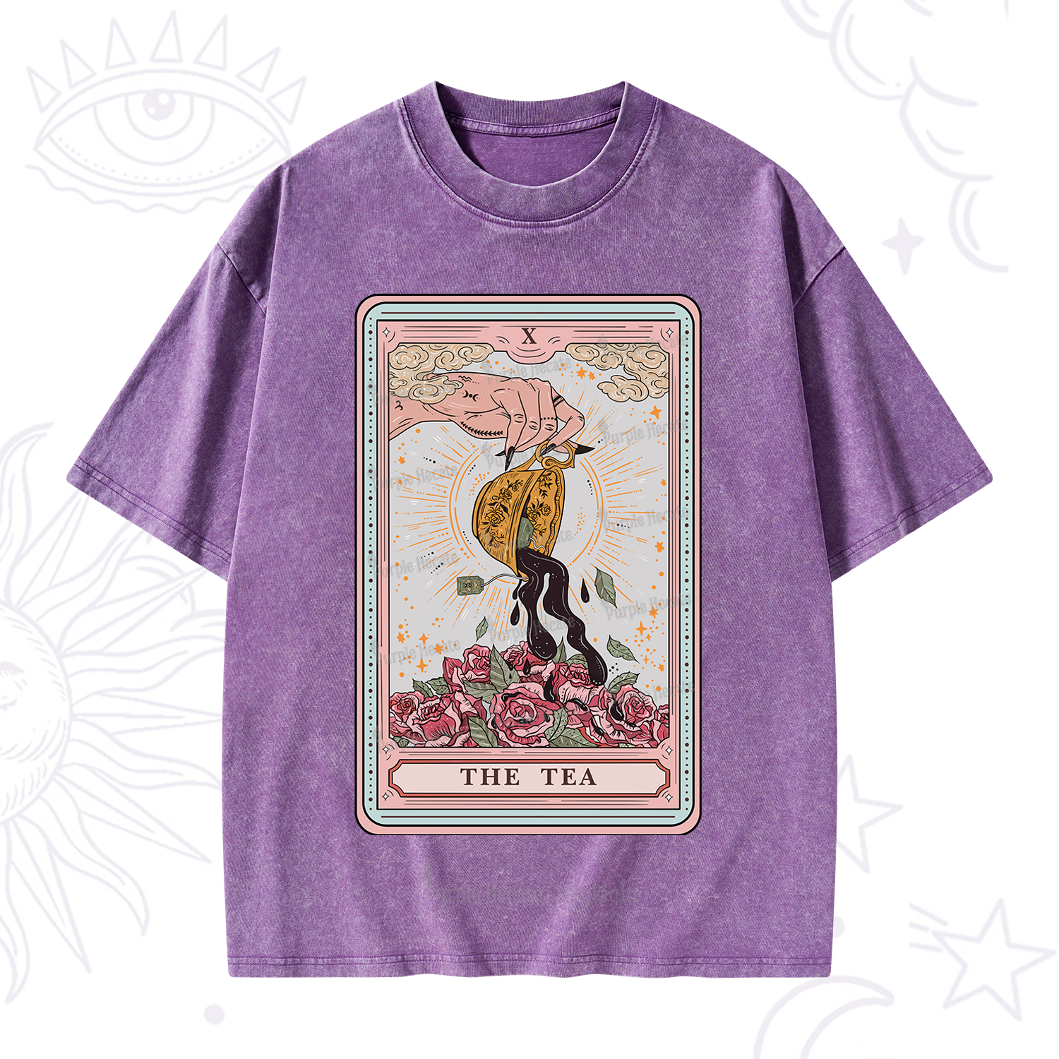 Purplehecate The Tea Tarot Card Washed T-Shirt