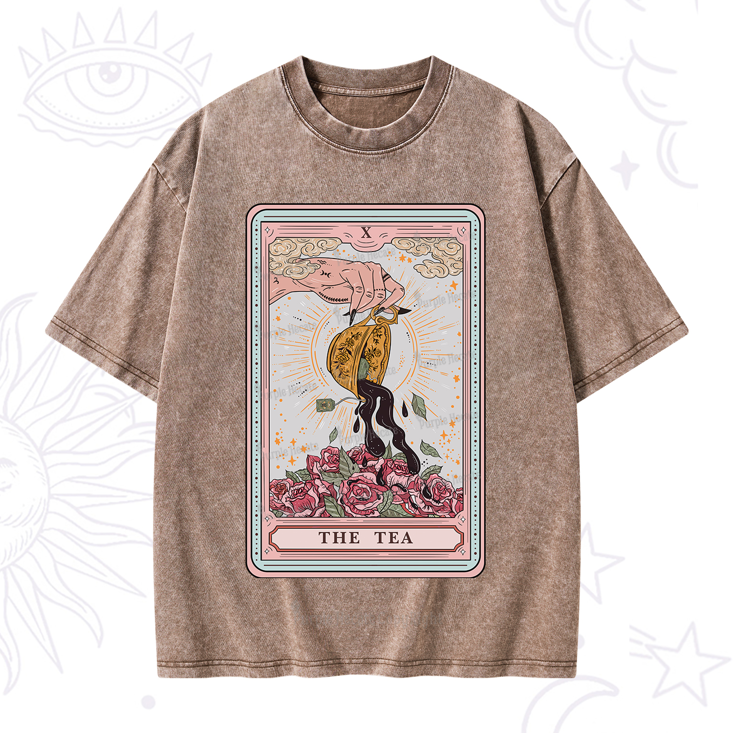 Purplehecate The Tea Tarot Card Washed T-Shirt