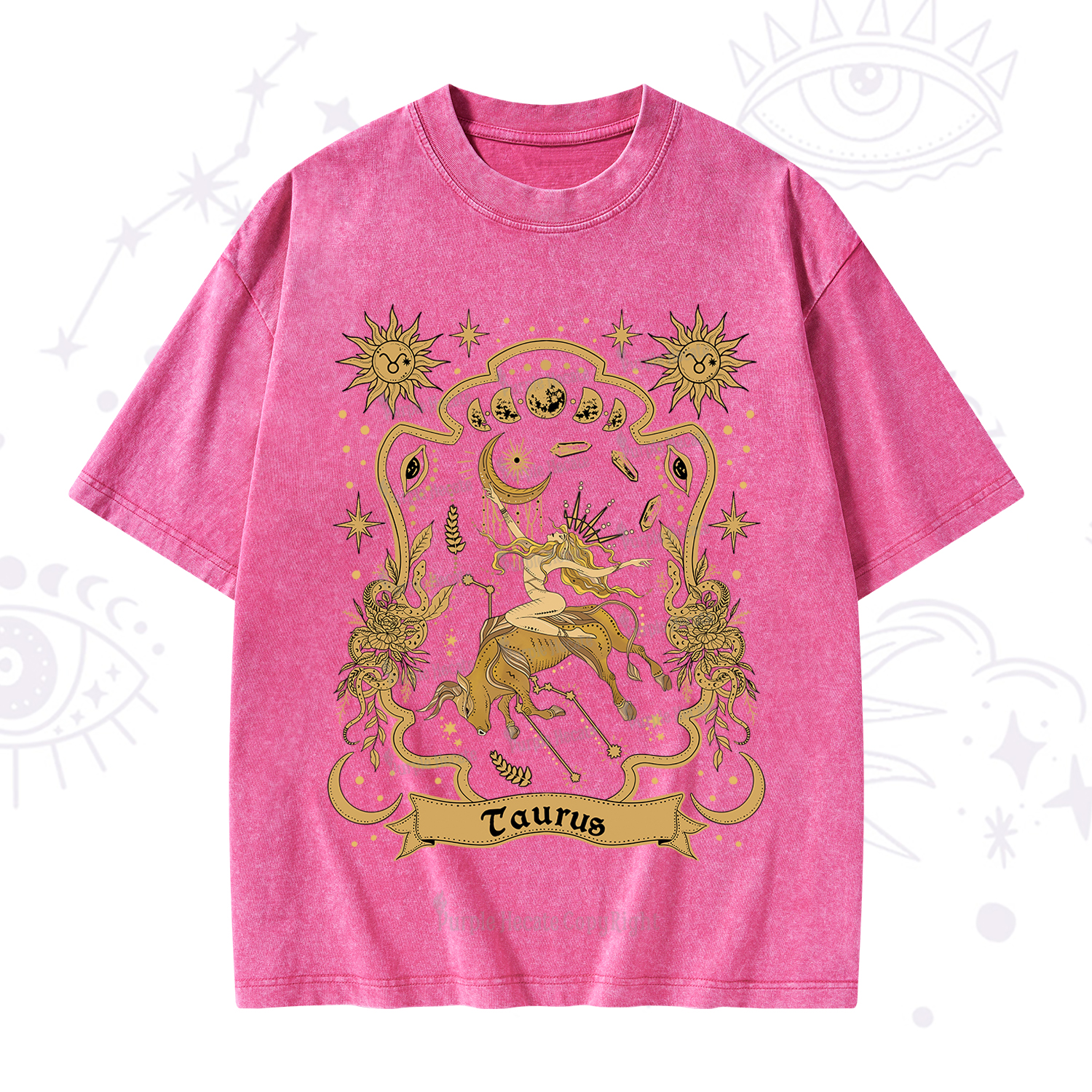 Purplehecate Taurus' Astral Mirage Zodiac Washed T-Shirt