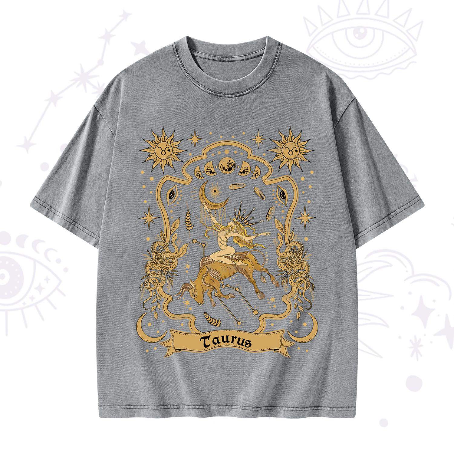 Purplehecate Taurus' Astral Mirage Zodiac Washed T-Shirt