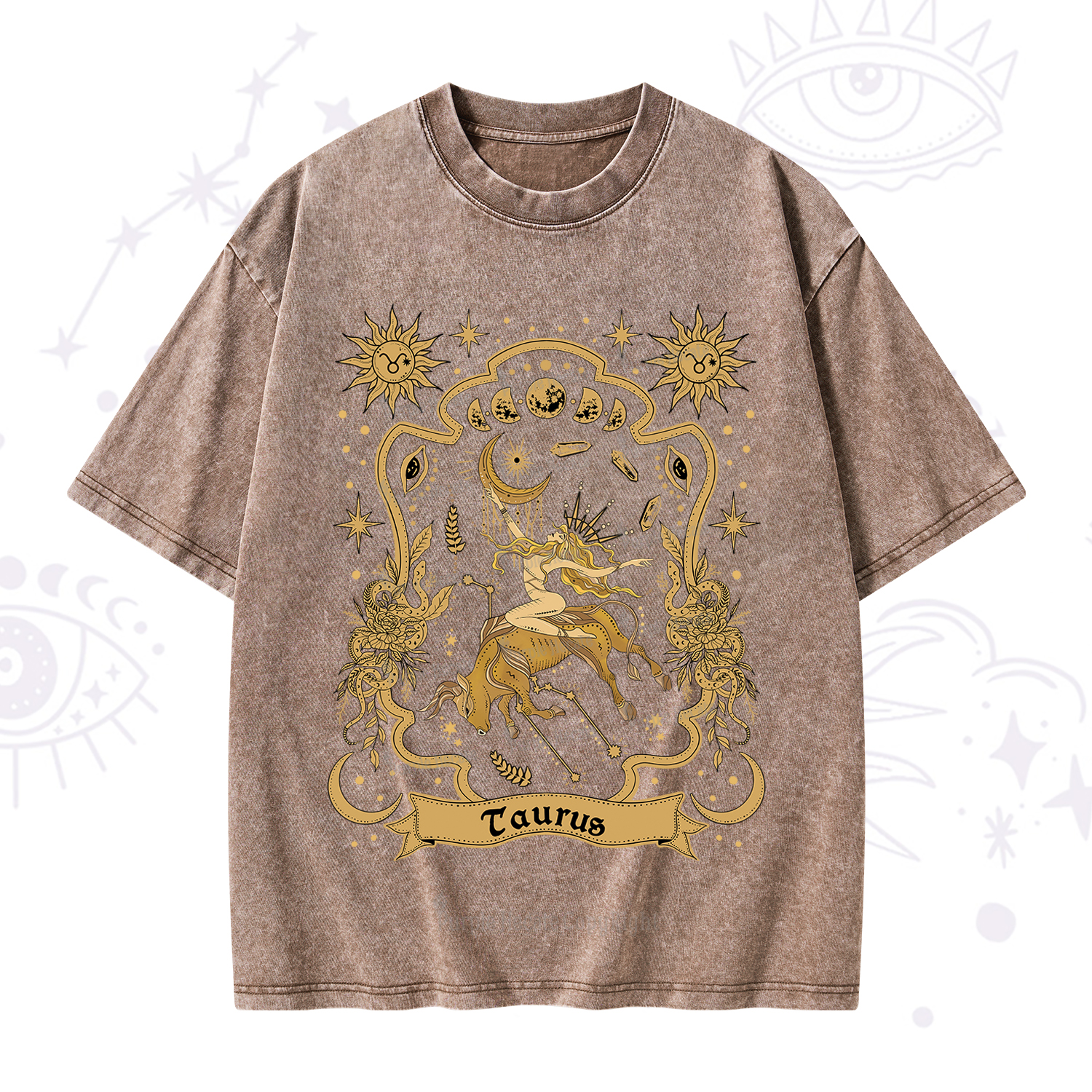 Purplehecate Taurus' Astral Mirage Zodiac Washed T-Shirt