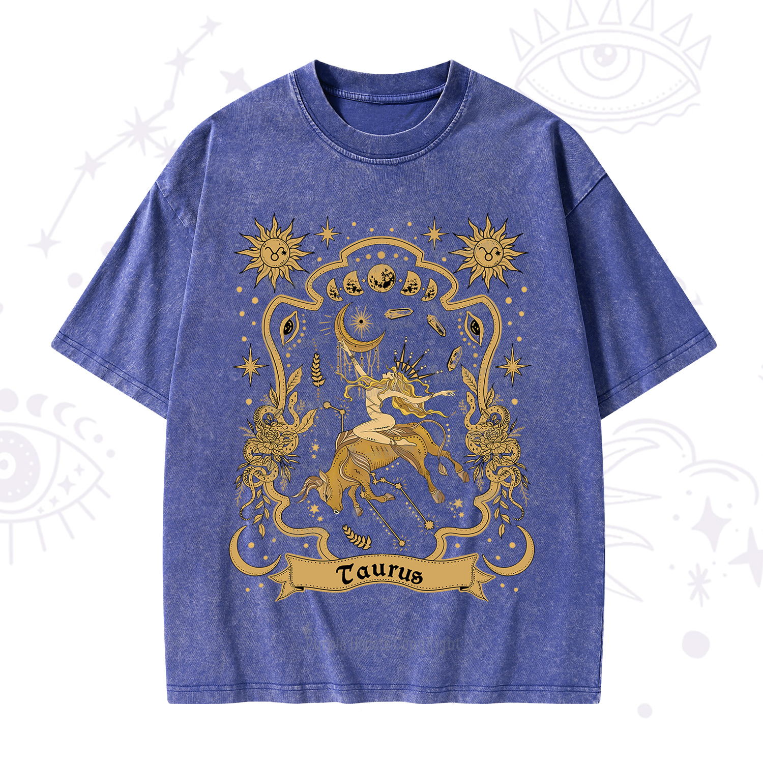 Purplehecate Taurus' Astral Mirage Zodiac Washed T-Shirt