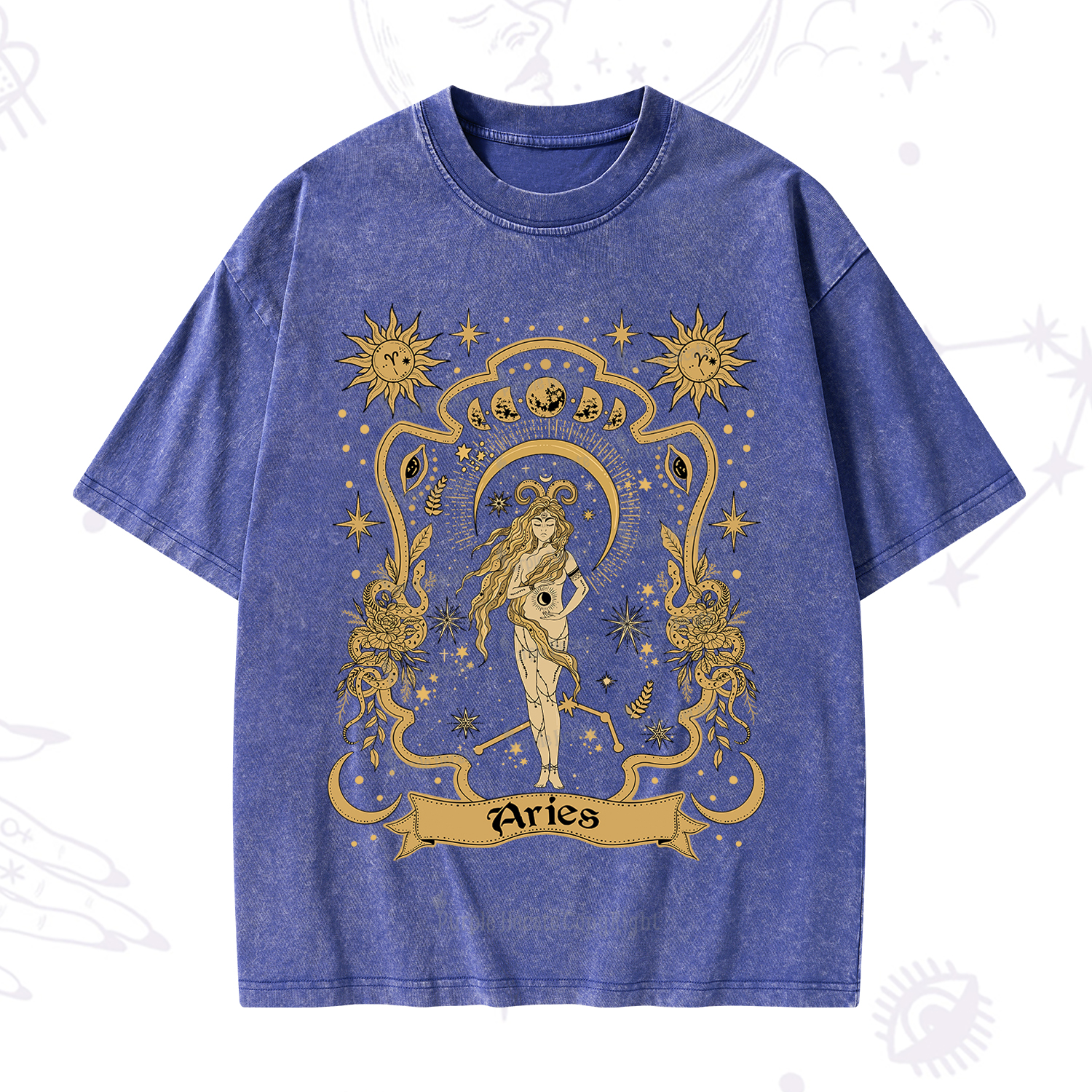 Purplehecate Aries' Astral Mirage Zodiac Washed T-Shirt