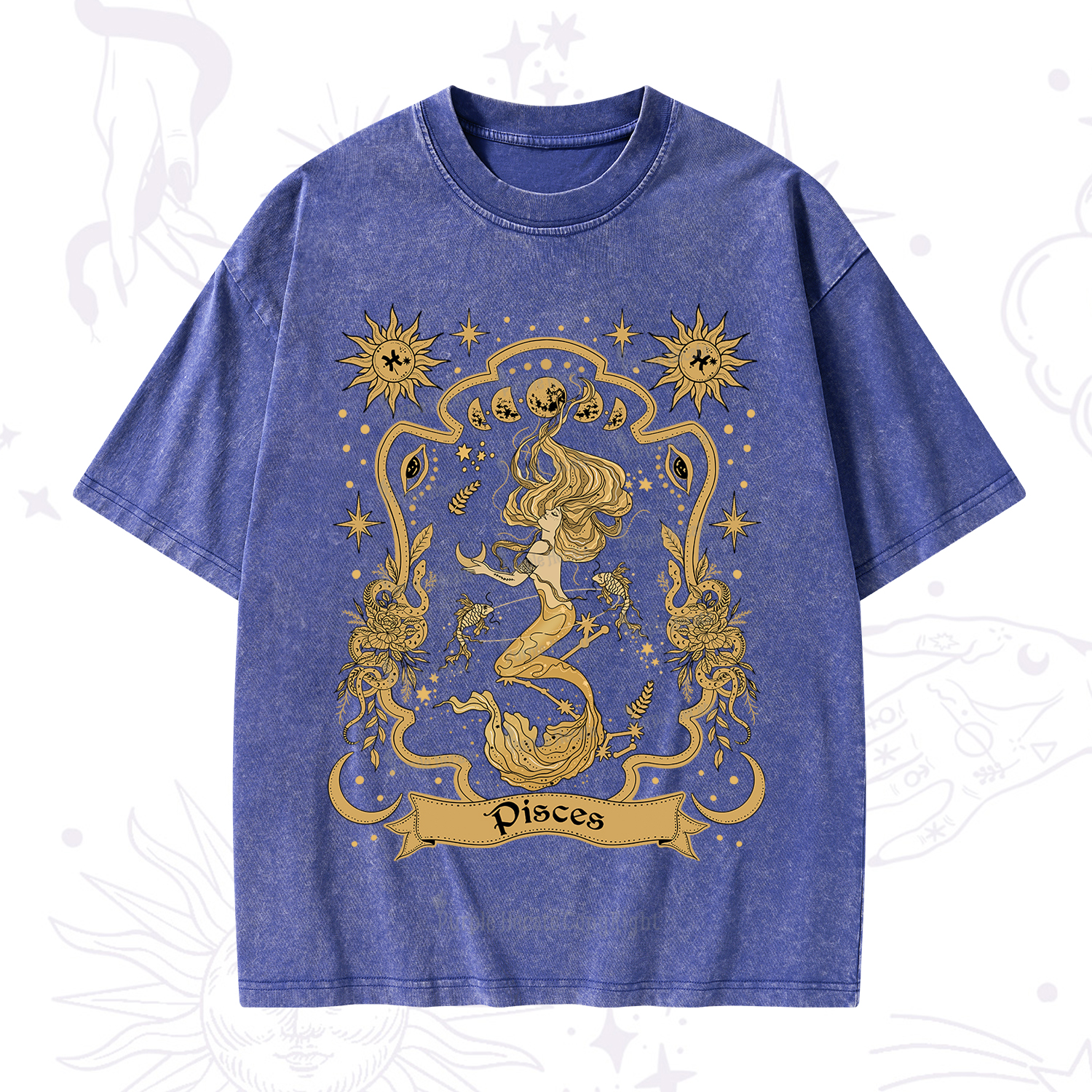 Purplehecate Pisces' Astral Mirage Zodiac Washed T-Shirt