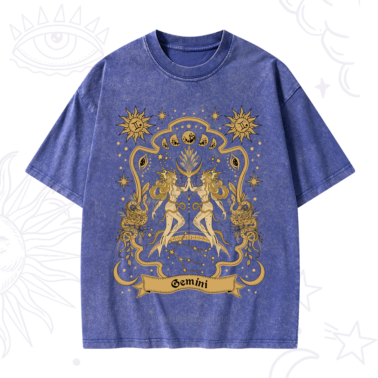 Purplehecate Gemini' Astral Mirage Zodiac Washed T-Shirt